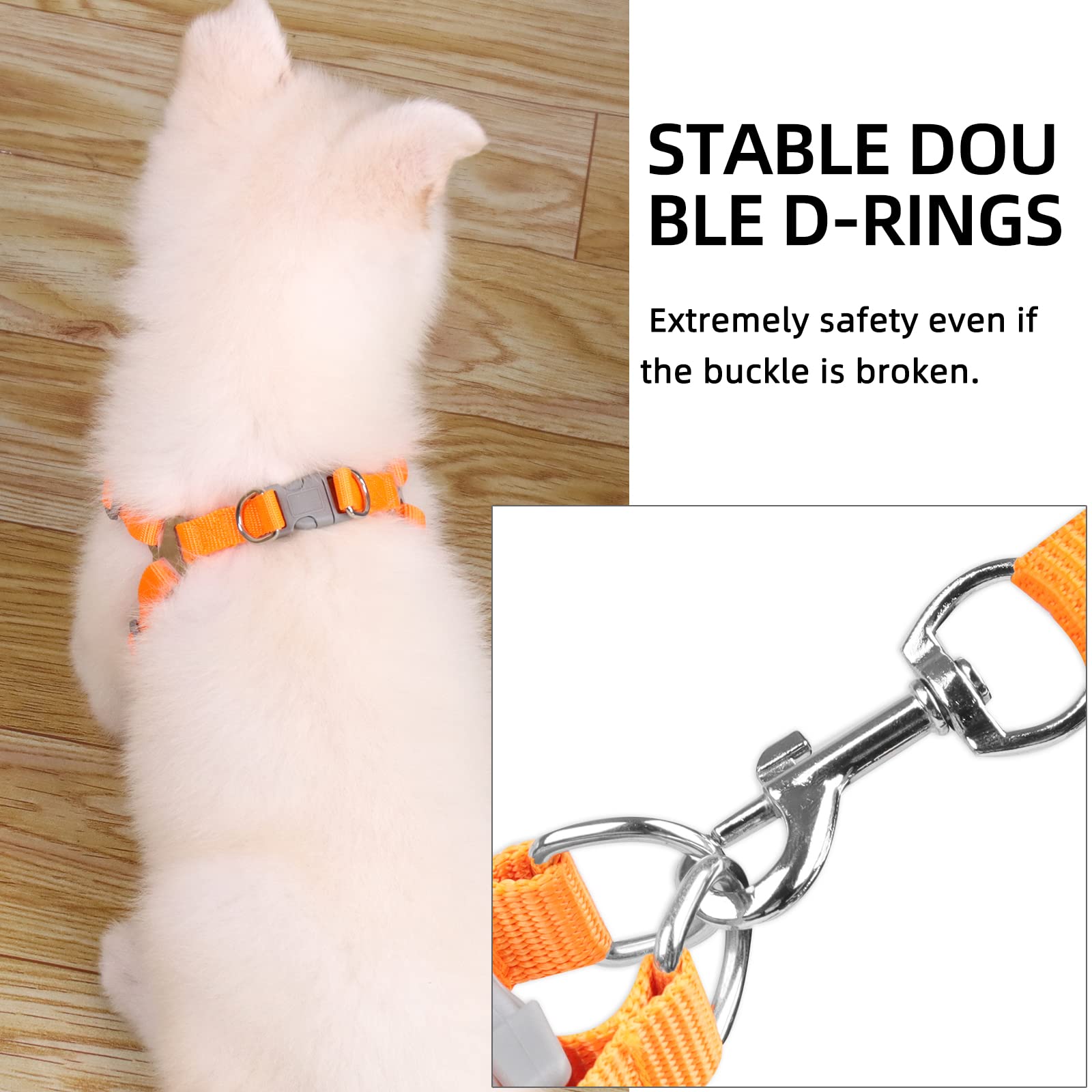 No Pull Dog Harness with 2 Leash Clips - Adjustable Breathable Padded Vest for Small & Medium Dogs - Reflective Safety Harness & Leash Set (Pumpkin, S) - Perfect for Walking, Training & Outdoor Adventures