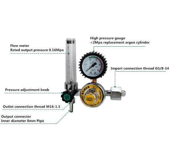 Energy-Saving Argon Gas Pressure Reducing Valve with Flowmeter - Precise Control for Welding, Metal Fabrication & Industrial Gas Applications