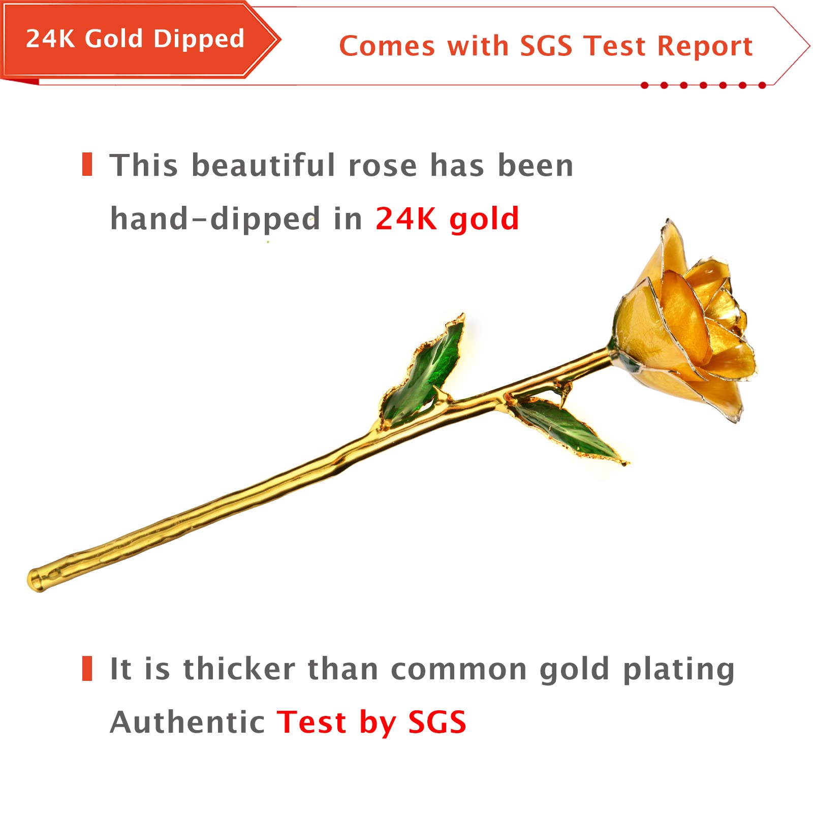 24K Gold Plated Real Rose in Yellow - Luxury Eternal Rose Gift for Anniversary, Valentine's Day, Mother's Day & Birthday - Romantic Home Decor with Display Stand