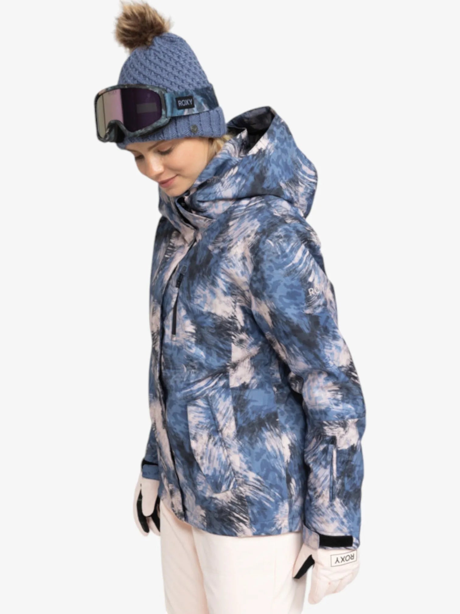 Roxy Jetty Solid NP Blue Print Snow Jacket - Waterproof Winter Coat for Women - Perfect for Skiing, Snowboarding & Cold Weather Adventures