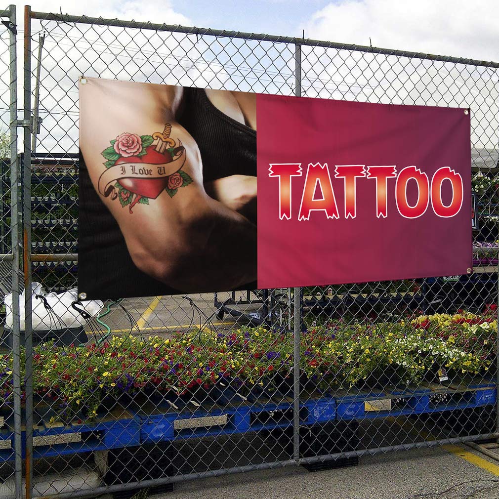 Custom Vinyl Banners 48x96 Inches - Heavy Duty Weatherproof Outdoor Sign with 8 Grommets for Business Advertising, Tattoo Shops & Industrial Yard Signs | Perfect for Storefronts, Events & Construction Sites