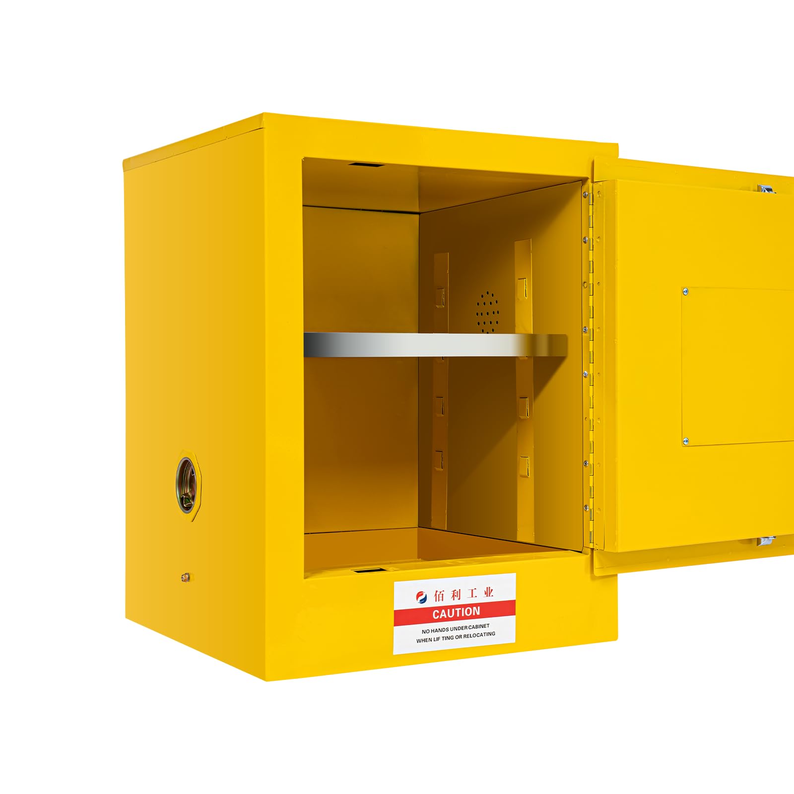 4 Gallon Safety Storage Cabinet - Fireproof & Leak-Proof Steel Hazardous Chemical Cabinet | Manual Close Yellow Flammable Liquid Storage | Ideal for Garage, Workshop & Laboratory Safety Organization