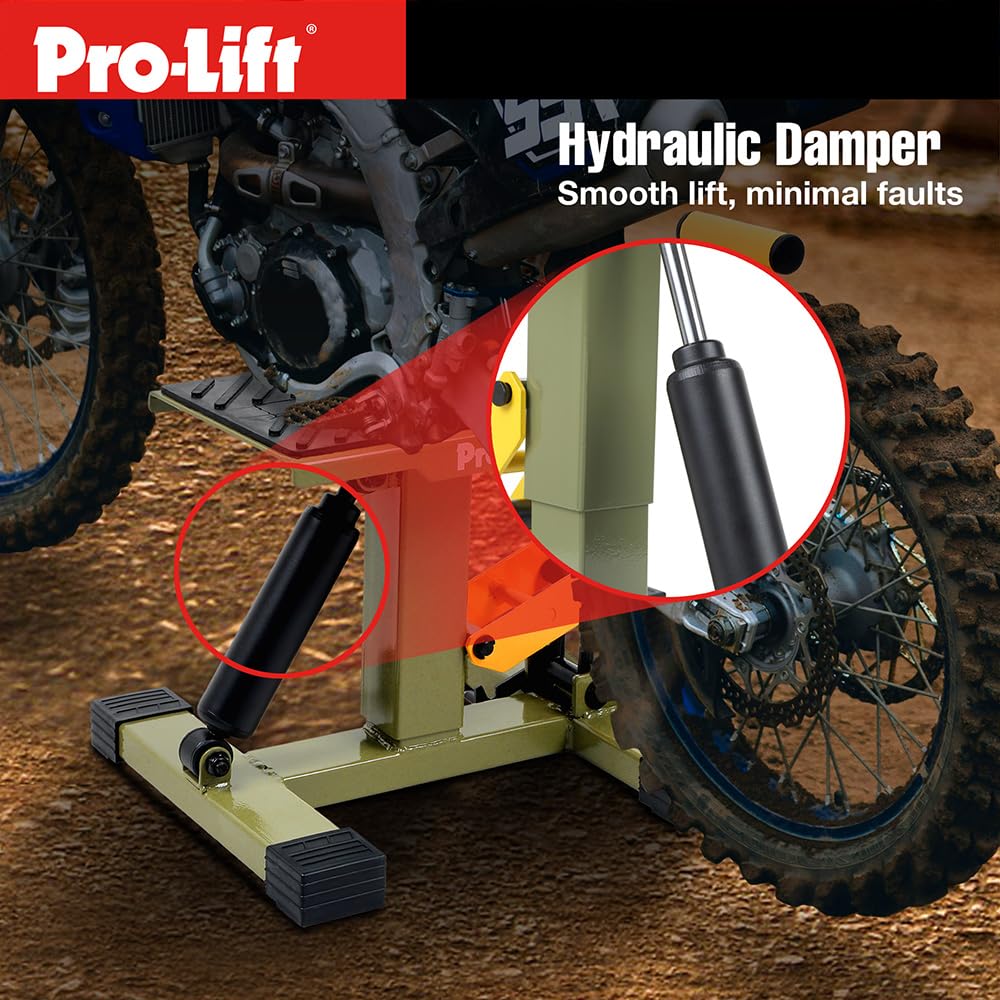Pro-Lift Dirt Bike Stand Lift - 440 lbs Capacity Hydraulic Motorcycle Jack with Adjustable Height, Heavy Duty Pit Bike Repair Stand for Maintenance & Storage - Perfect for Garage, Workshop & Off-Road Riding