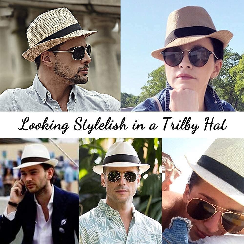 Stylish Summer Straw Fedora Hats for Men & Women | 10-Shelf Hat Organizer for Fedora & Panama Hats | 2-Pack 5-Shelf Hanging Closet Storage | Perfect for Beach Vacations, Outdoor Events & Wardrobe Organization