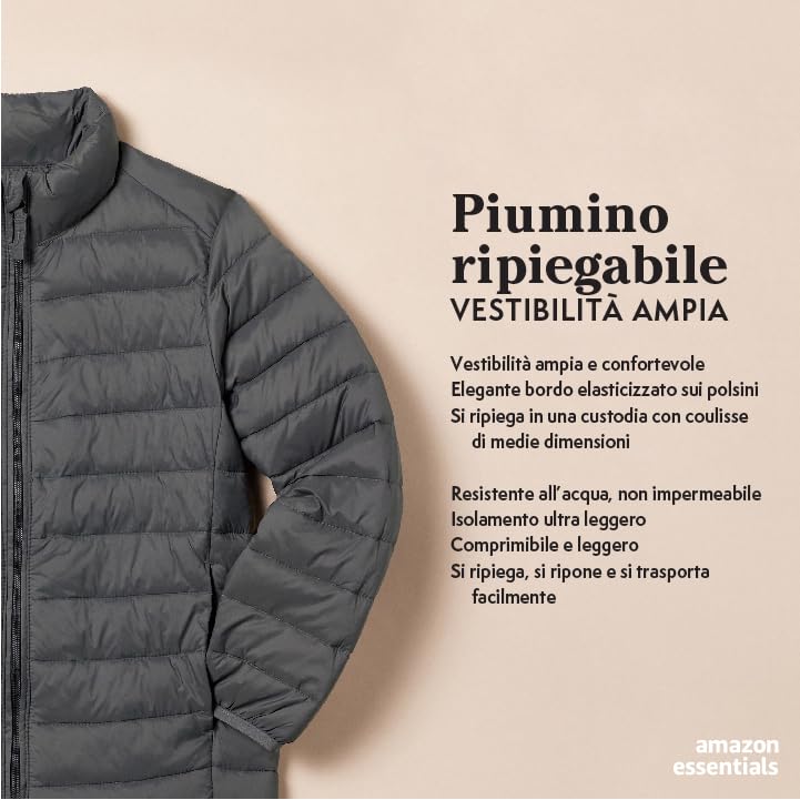 Amazon Essentials Lightweight Waterproof Foldable Puffer Jacket for Kids & Teens - Perfect for School, Outdoor Play & Cold Weather Adventures
