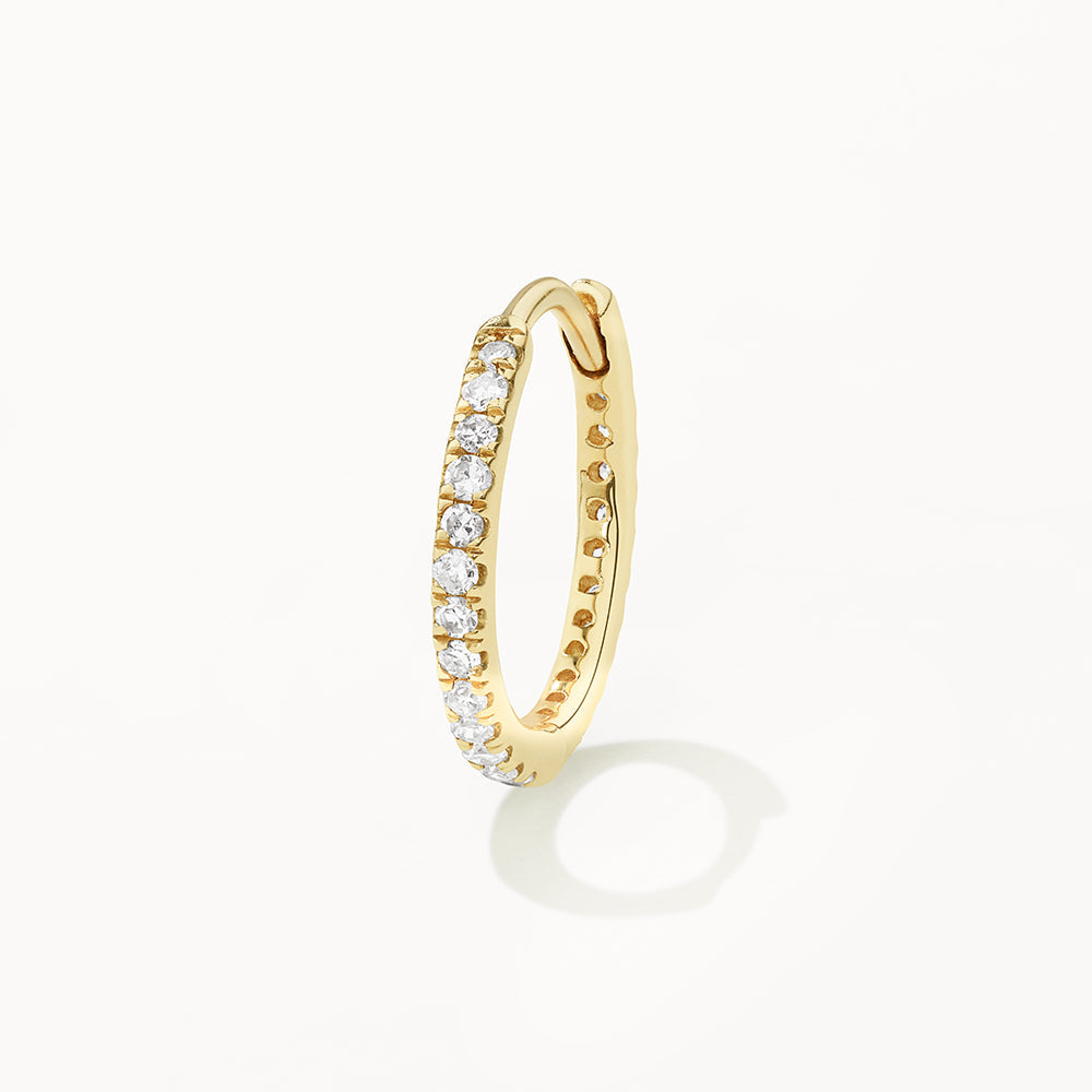10k Gold Diamond Helix Huggie Single Earring - Minimalist Cartilage Hoop for Women | Perfect for Everyday Wear & Special Occasions