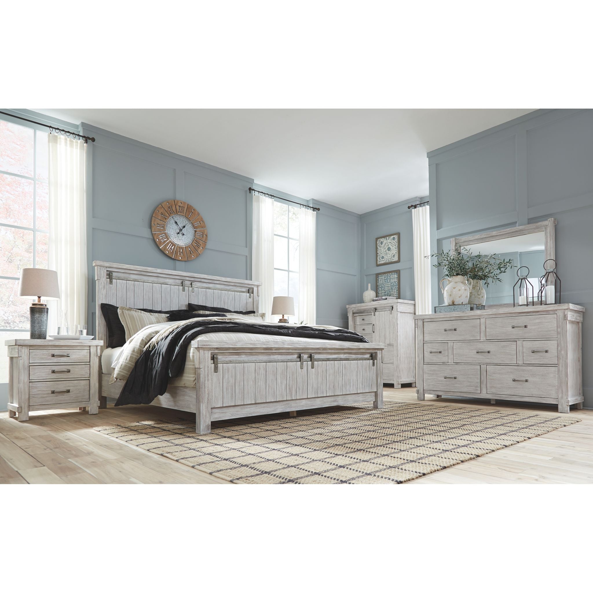 Brashland White Nightstand - Modern Bedside Table with Storage for Bedroom, Living Room & Guest Room