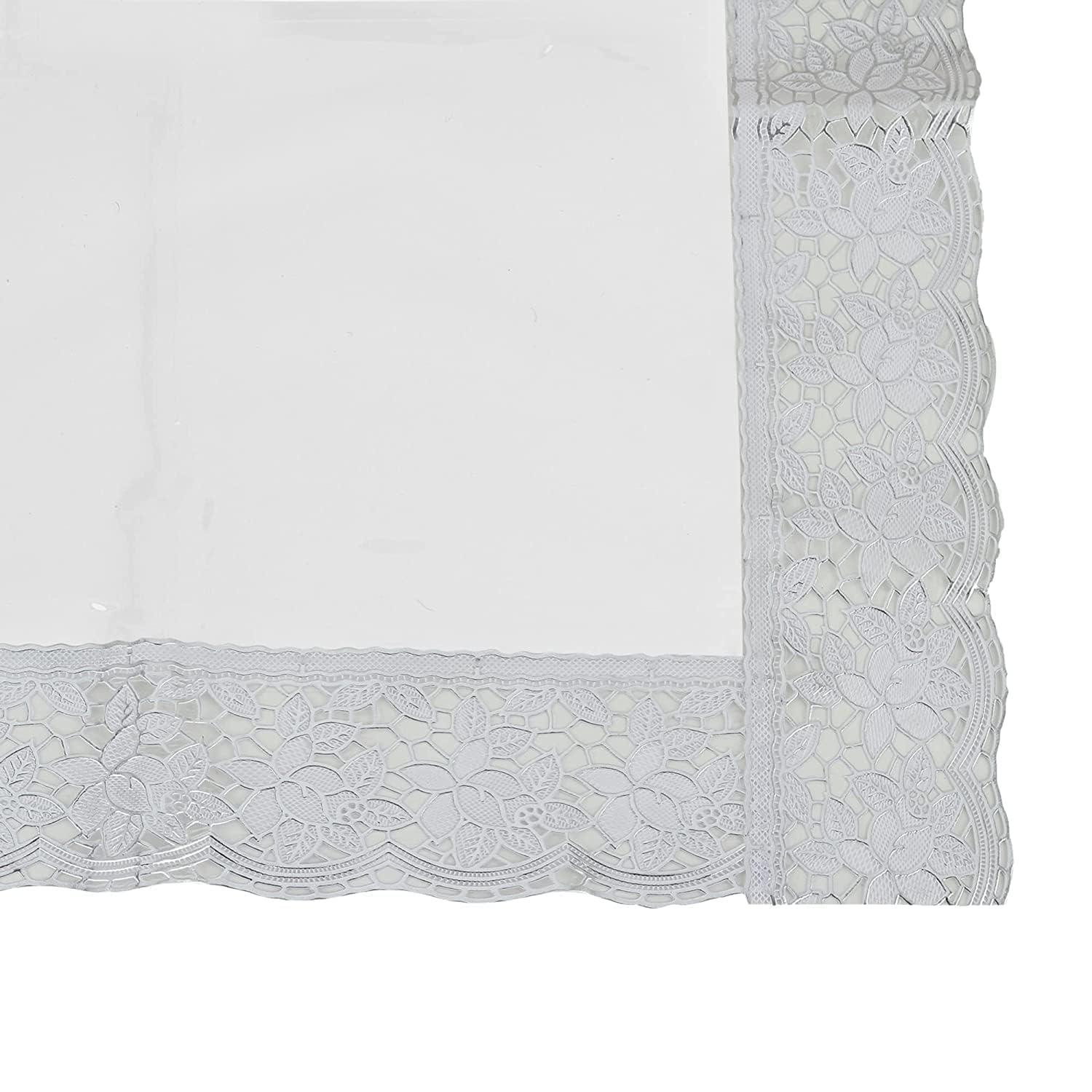 Kuber Industries 70x45 Inch Waterproof White Lace Transparent Dining Table Cover - Fits 4 Seater Tables, Elegant Tablecloth for Restaurants, Weddings & Home Decor