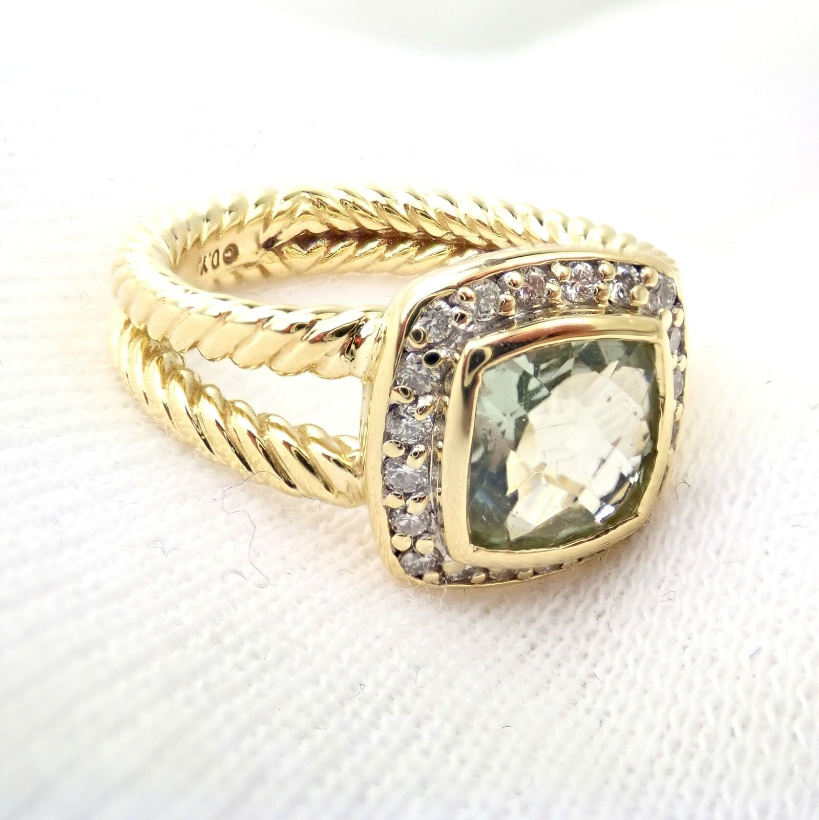 David Yurman Albion 18k Yellow Gold Diamond Citrine Ring Size 5.25 - Elegant Jewelry for Women, Perfect for Weddings, Anniversaries & Special Occasions