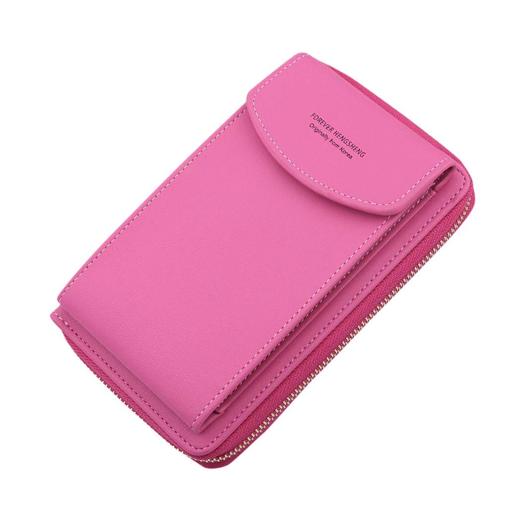 Women's Shoulder Messenger Phone Bag - Large Capacity Wallet & Coin Purse (Hot Pink) for Travel & Shopping