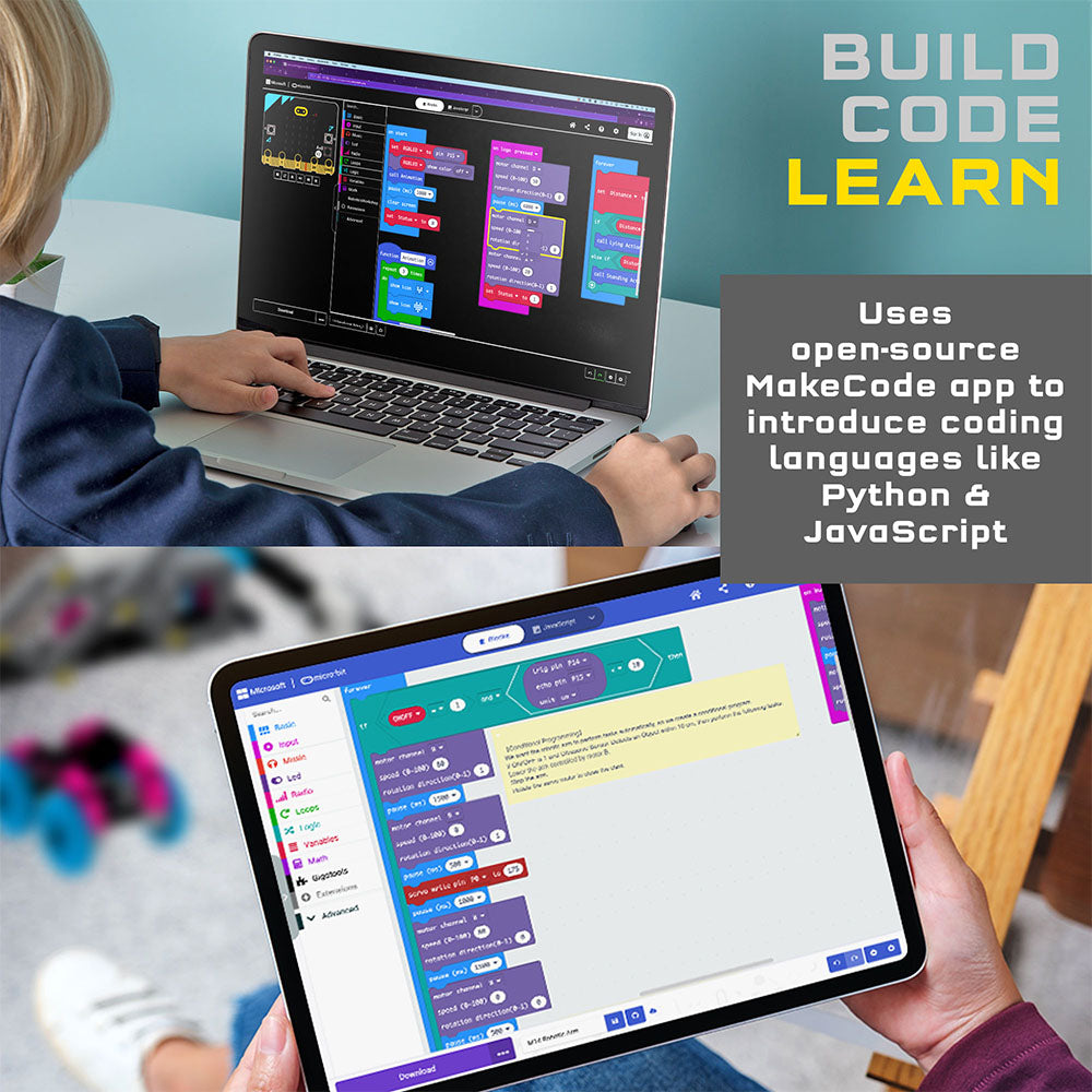 Micro:Bit Robotics Workshop Kit - Learn Coding & Build Robots for Kids & Beginners | STEM Education, DIY Projects & Classroom Activities