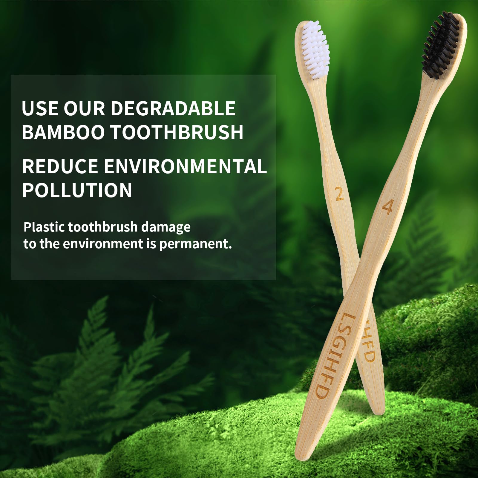 Eco-Friendly Bamboo Toothbrushes (10 Pack) - BPA Free Soft Bristles, Natural Wood Handle, Biodegradable & Reusable Travel Toothbrushes for Home, Office, and Sustainable Oral Care