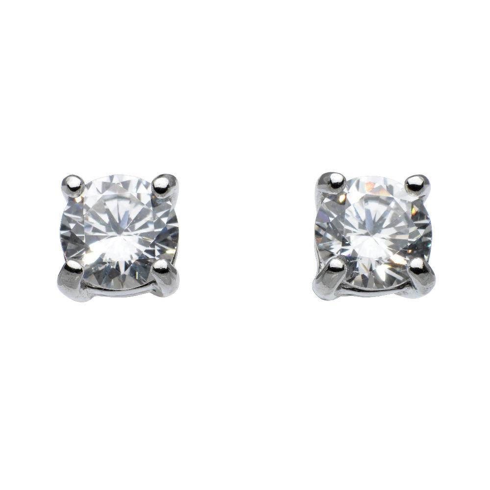 Sterling Silver Cubic Zirconia Stud Earrings - Round Medium Size Prong Set for Women - Perfect for Everyday Wear, Parties & Gift Giving