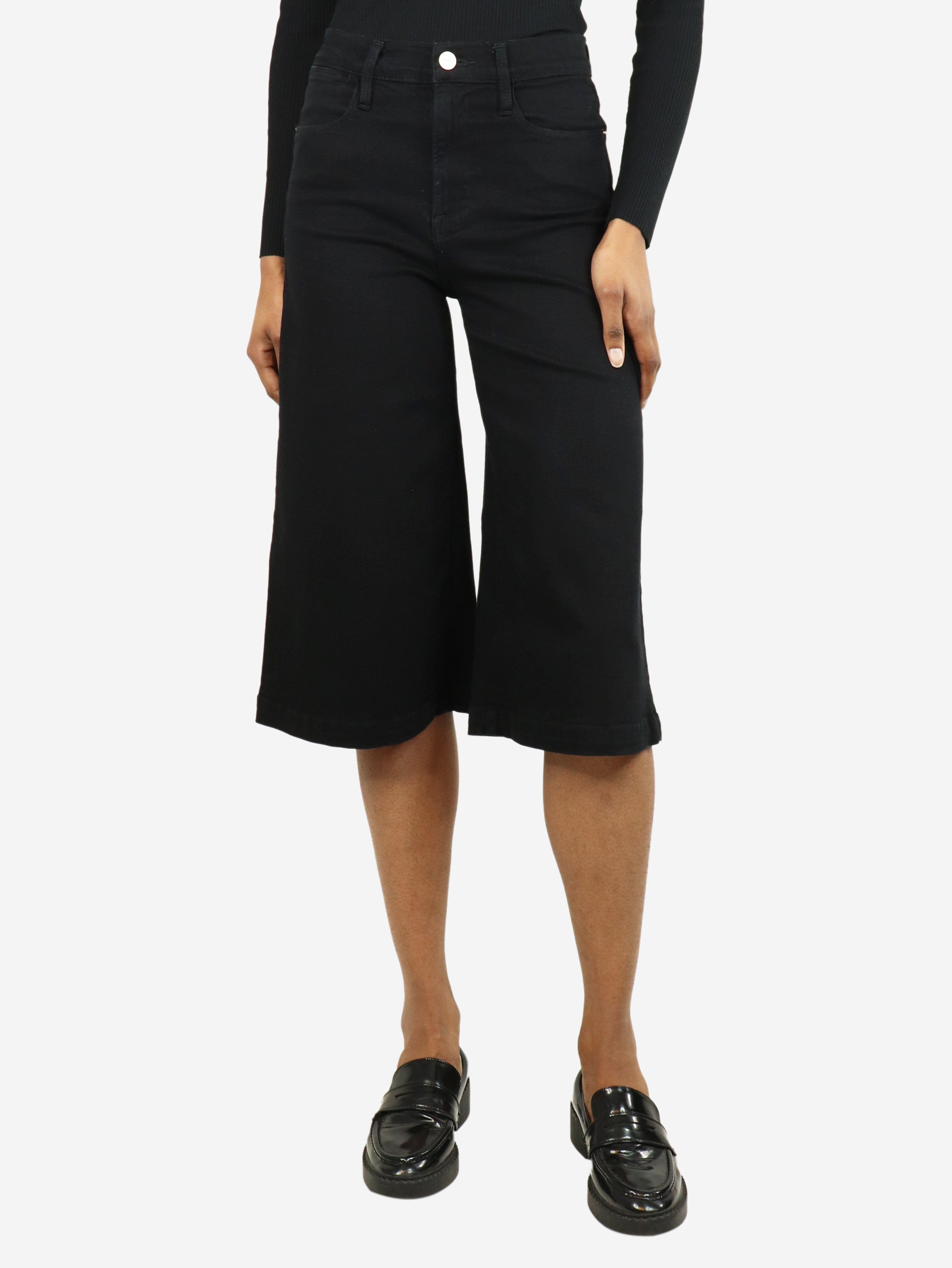Black Denim Culottes Size UK 6 - Women's High Waisted Wide Leg Pants for Casual & Office Wear