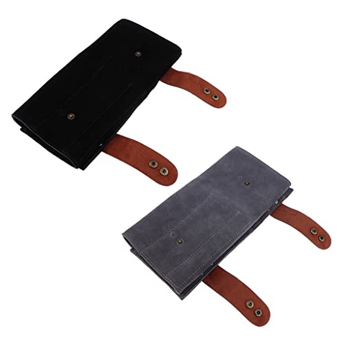 Professional Black Leather Hair Cutting Scissors Pouch Roll - Durable Roll-Up Case for Barbers & Stylists - Perfect for Salon, Travel & Mobile Hairstyling Kits