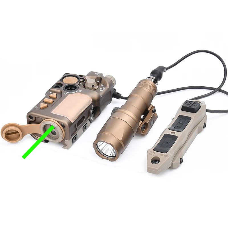 Metal RD-X Laser Sight Box with Red/Green/Blue & IR Laser, M300A LED Flashlight & Dual Wire Pressure Switch Combo - Tactical Shooting Accessories for Hunting, Airsoft & Outdoor Activities