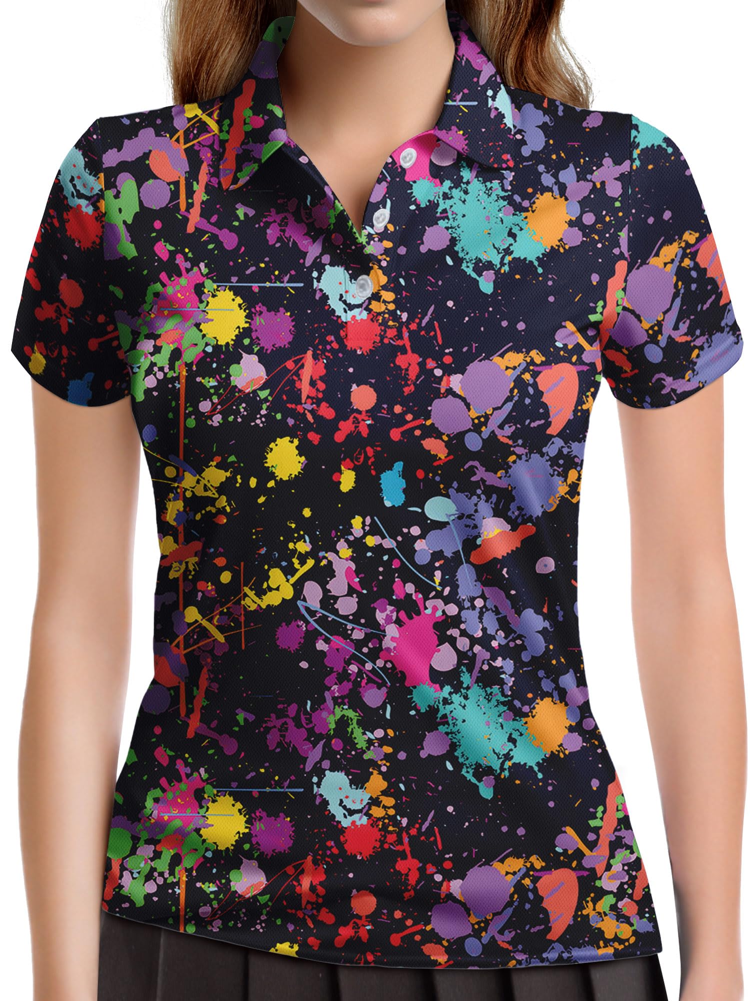 Women's Funny Graphic Print Golf Polo Shirts - Breathable Athletic Performance Shirts for Women - Perfect Golf Outfits & Gifts for Female Golf Lovers - Ideal for Golf Tournaments, Driving Range & Casual Wear