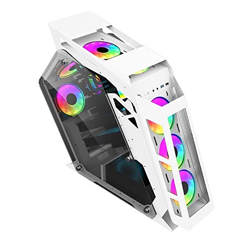 YHMC HDZY ATKK Mid Tower Gaming PC Case - Big Coffee White, High Airflow Design for Gaming & Internet Cafe Computers - Perfect for Esports, Streaming & High-Performance Builds
