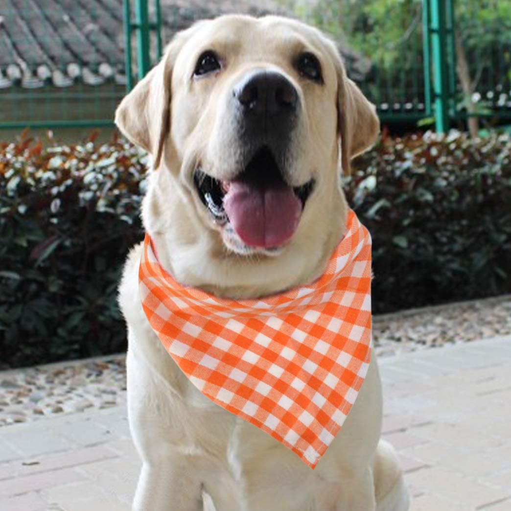 Lee-buty 15pcs Washable Cotton Checkered Dog Bandanas Set - Pet Scarf Kerchief & Bibs for Small Dogs & Cats | Perfect for Outdoor Fall Adventures, Birthday Parties & Photo Shoots