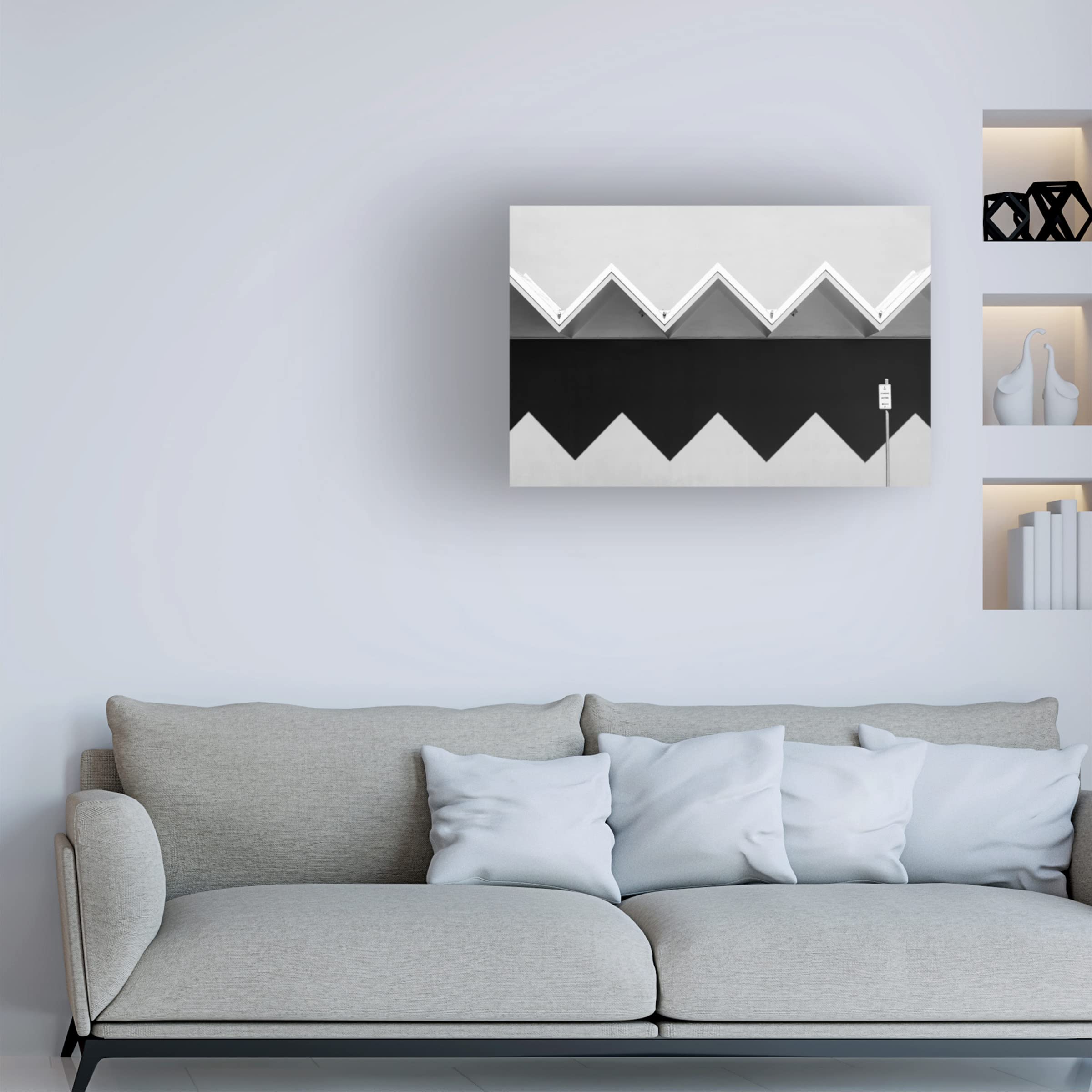 Jacqueline Hammer 'Zig Zag Shadow' Abstract Canvas Wall Art Print - Modern Home & Office Decor for Living Room, Bedroom or Gallery Display