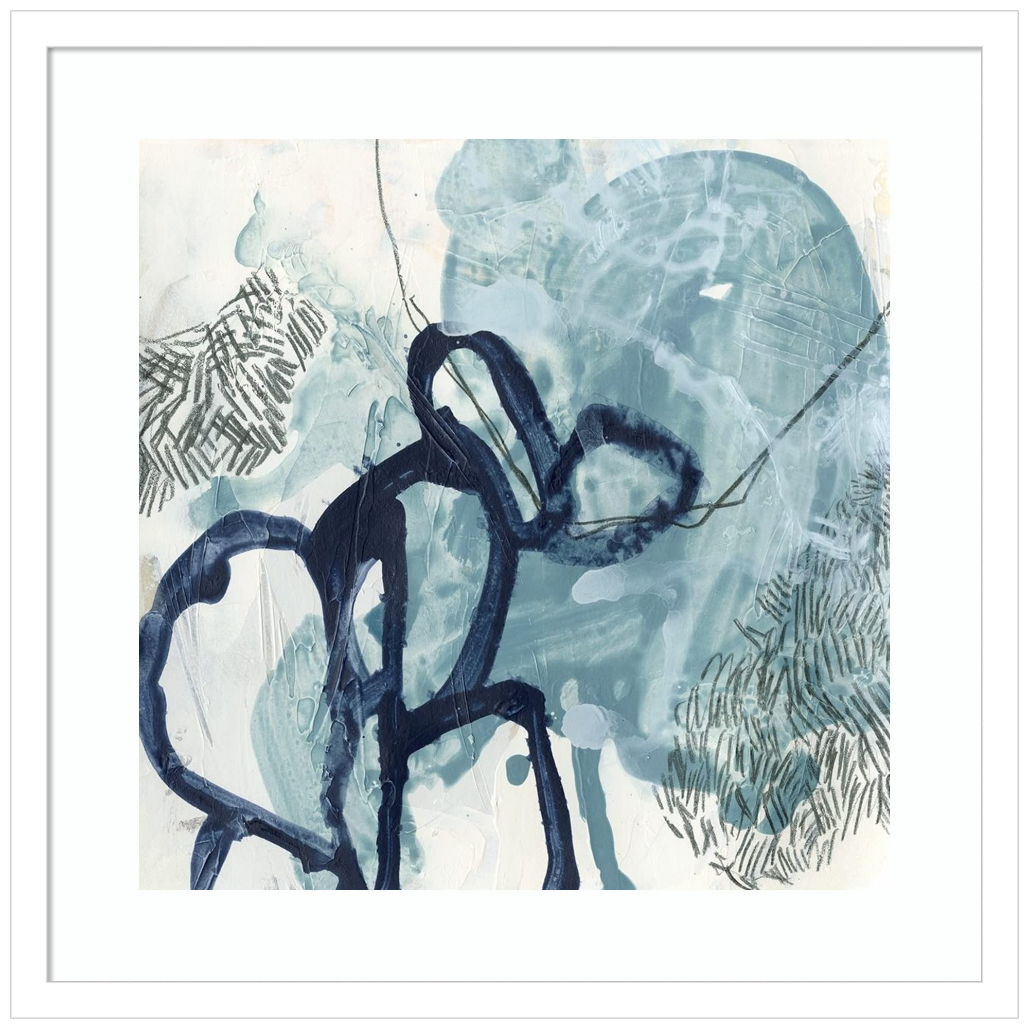 Amanti Art Framed Abstract Wall Art Print - 21x21 Inch Blue Slate I by June Erica Vess, Modern Contemporary Painting for Living Room, Bedroom, Bathroom & Kitchen Decor | Perfect for Home, Office & Gift Giving