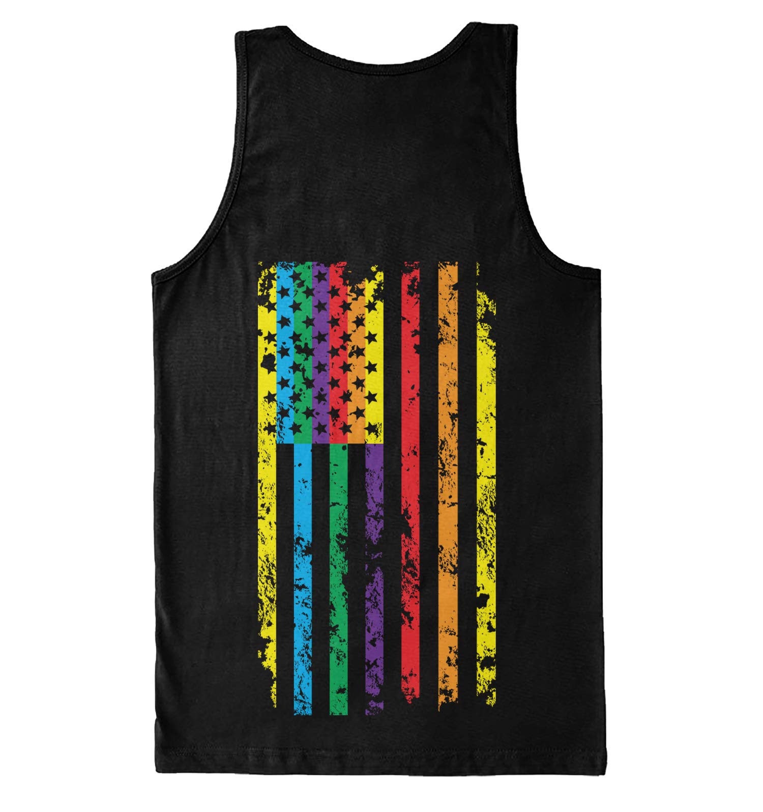 Rainbow American Flag LGBTQ Pride Men's Tank Top - Patriotic Gay Pride Shirt for Pride Parades, Festivals & Celebrations