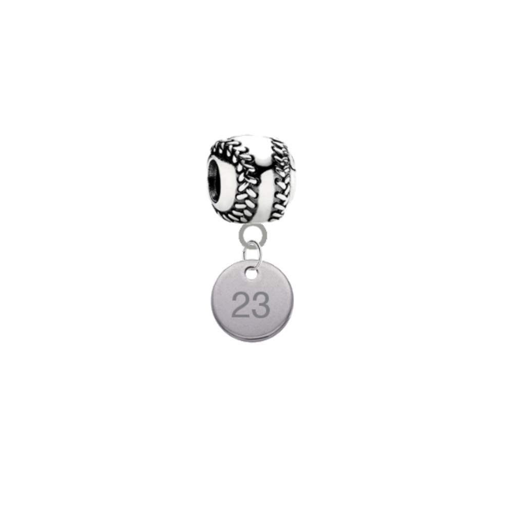 3D Universal Player Number Bracelet Charm for Baseball & Softball - European Style (23) - Perfect for Team Spirit, Sports Events & Fan Gifts
