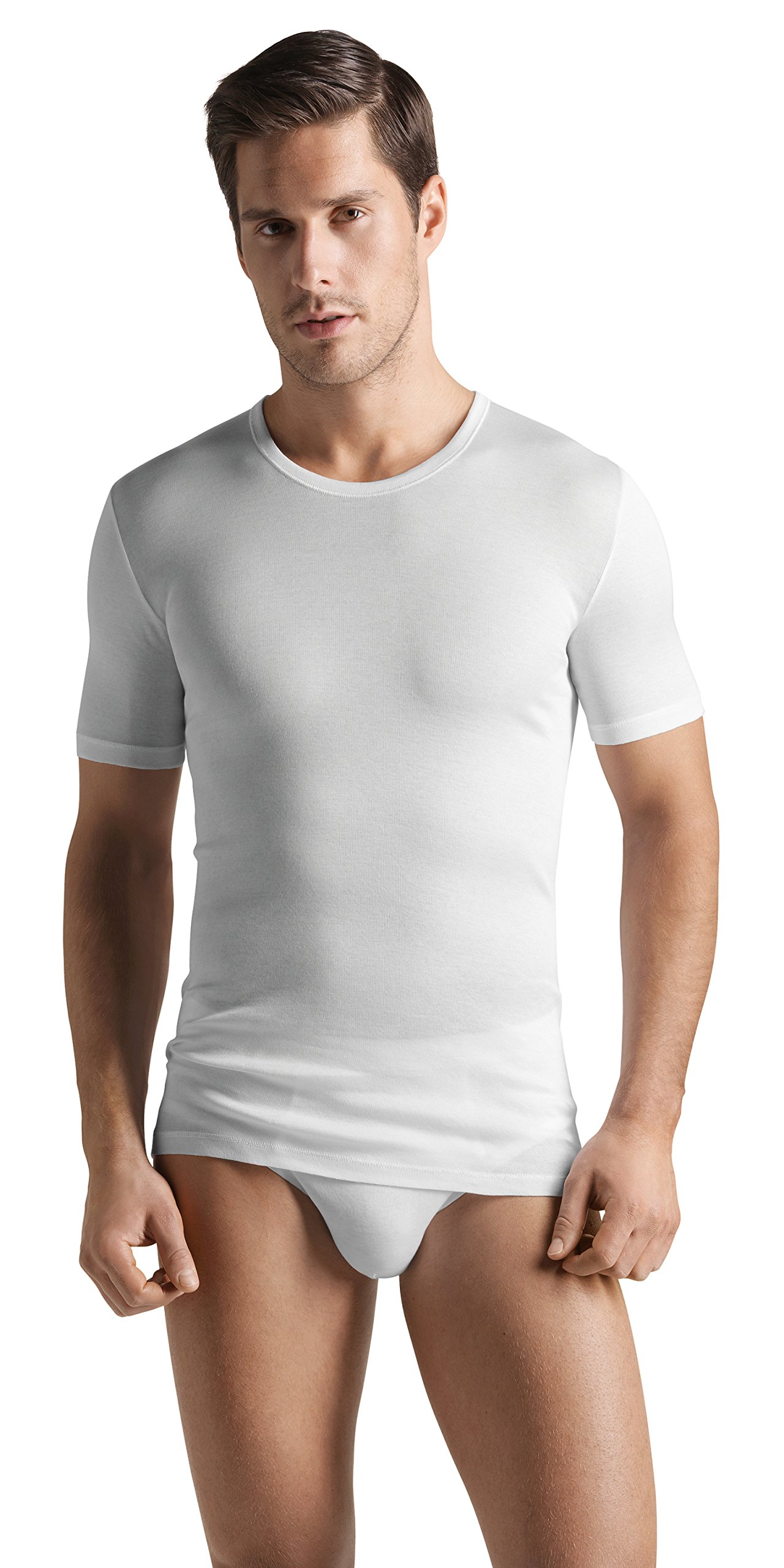 Hanro Men's 100% Cotton Premium T-Shirt - Soft Breathable Crew Neck Tee for Casual Wear & Everyday Comfort