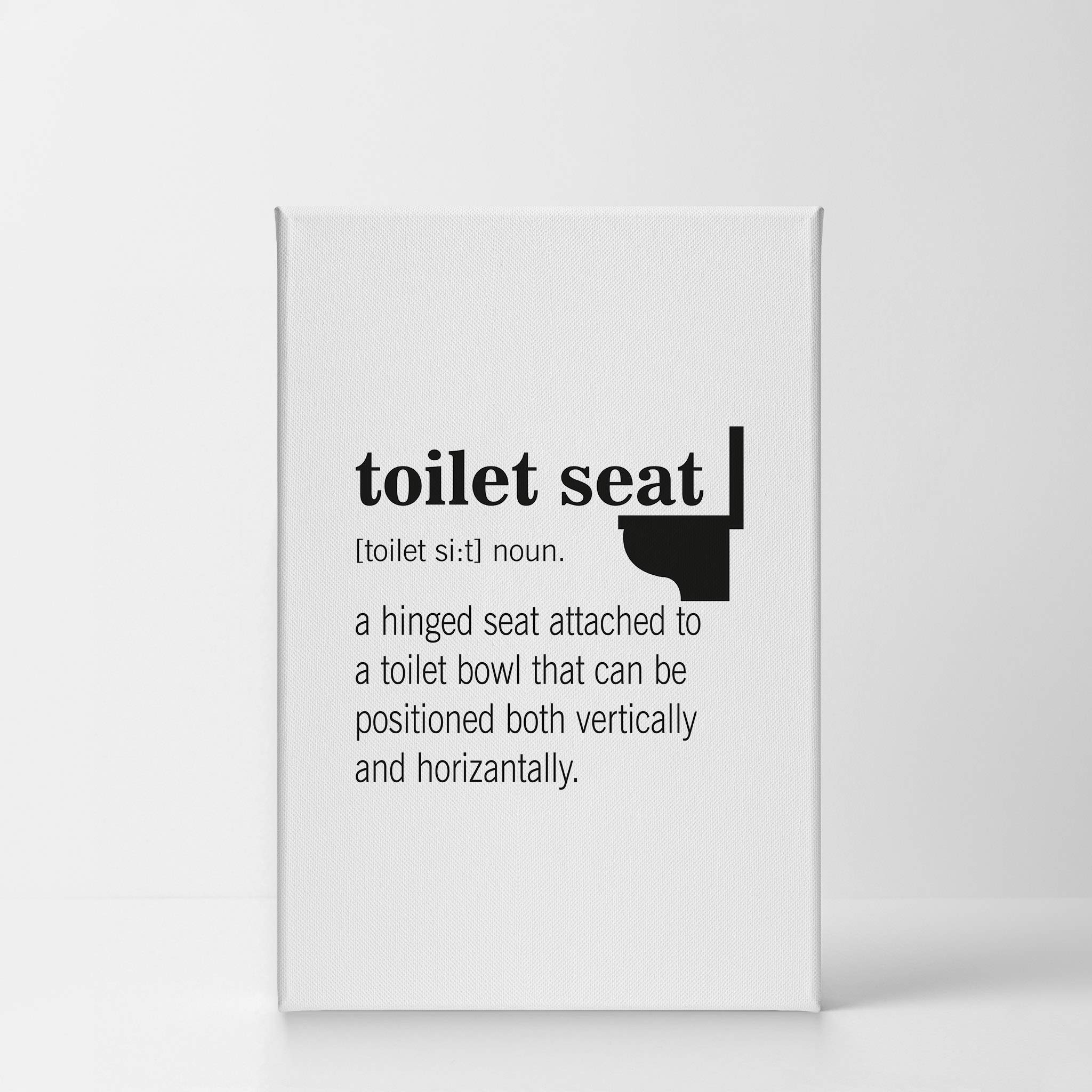 Funny Toilet Seat Definition Canvas Print - 36x24 Inch Bathroom Wall Art Decor with Humorous Quote | Ready to Hang Waterproof Home Decor for Bathroom, Powder Room & Guest Bath | Made in USA