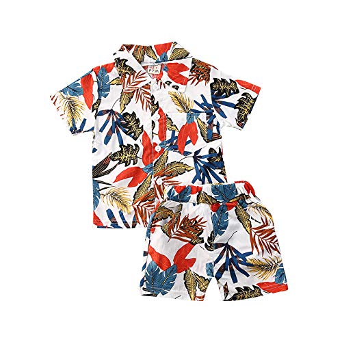 01 Floral Boys Shorts Leaves White