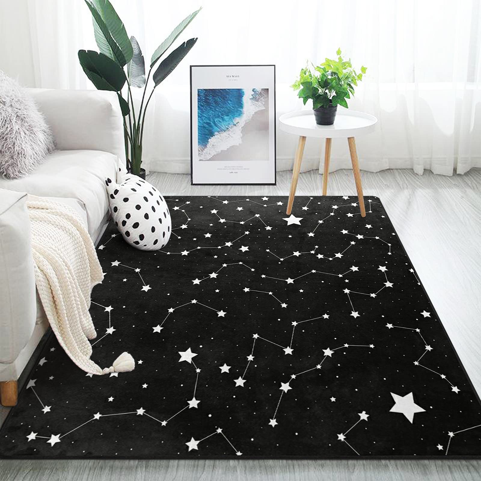 ALAZA Magic Constellation Star Space Area Rug - 7' x 5' Non-Slip Living Room & Bedroom Carpet - Perfect for Kids Room, Nursery, Dorm Decor & Cosmic Themed Spaces