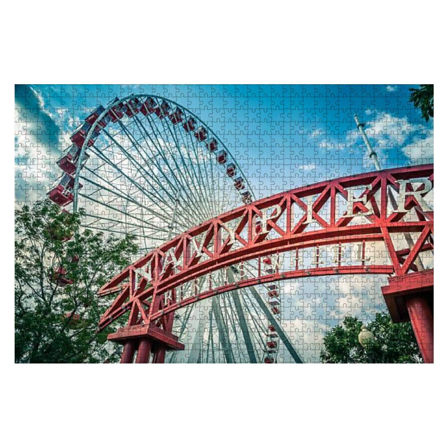 1000-Piece Navy Pier Chicago Illinois Historic Architecture Jigsaw Puzzle - Large Wooden Puzzle for Adults & Kids, Educational Toy, Creative Game, Home Decor - Perfect for Family Bonding, Stress Relief & Brain Training