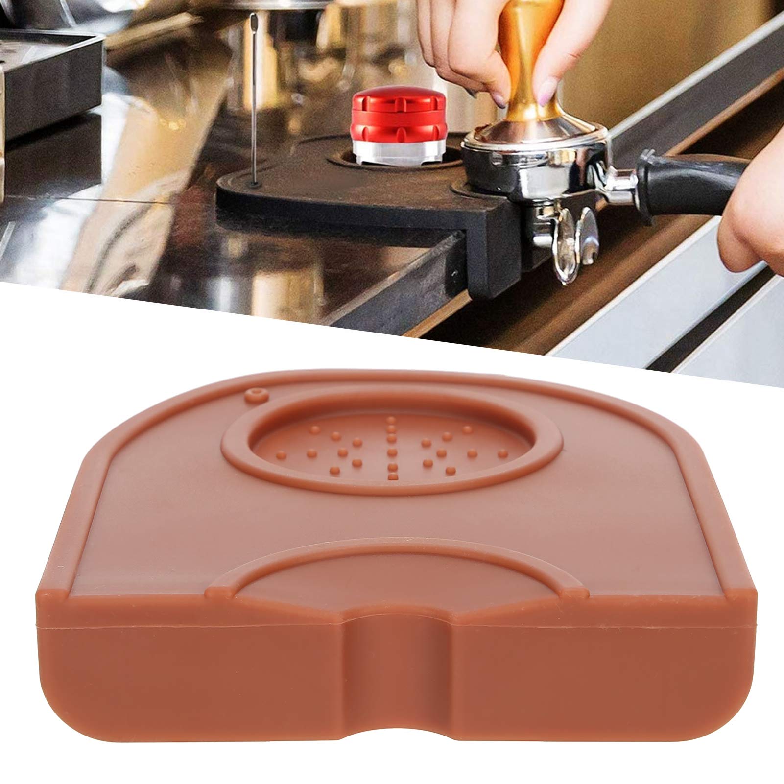 Premium Coffee Handle Pad - Non-Slip Heat Resistant Coffee Powder Mat - Flexible Kitchen Accessory for Espresso Machines (Brown, Small Size) - Perfect for Home Baristas & Coffee Shops
