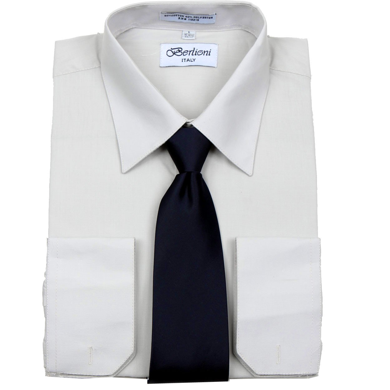 Berlioni Men's Classic Solid Color Dress Shirt & Necktie Set - Perfect for Business Meetings, Weddings & Formal Occasions
