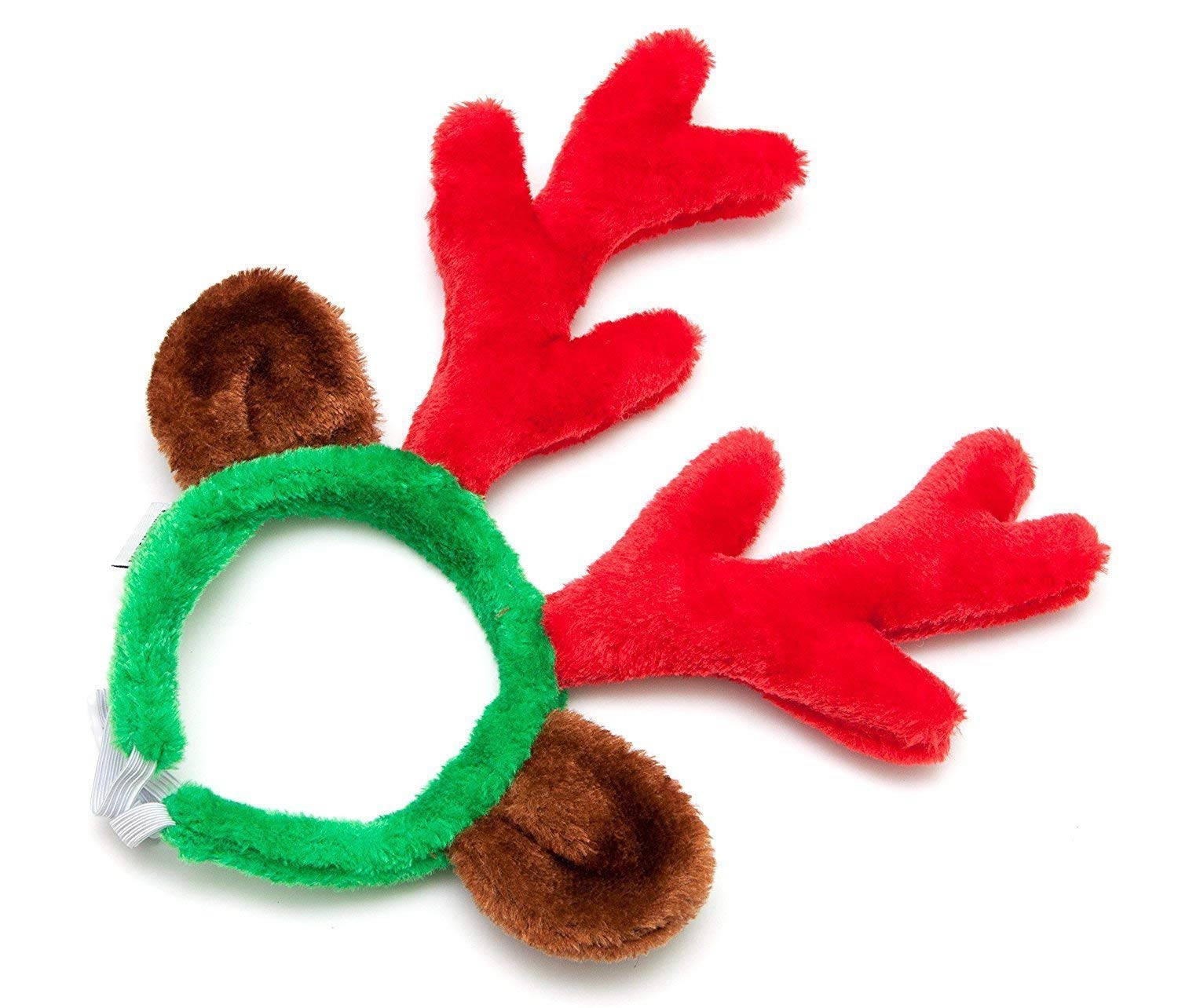Midlee Reindeer Antlers & Green Red Bell Dog Collar for Large Breeds - Festive Christmas Pet Costume for Holiday Photos & Parties