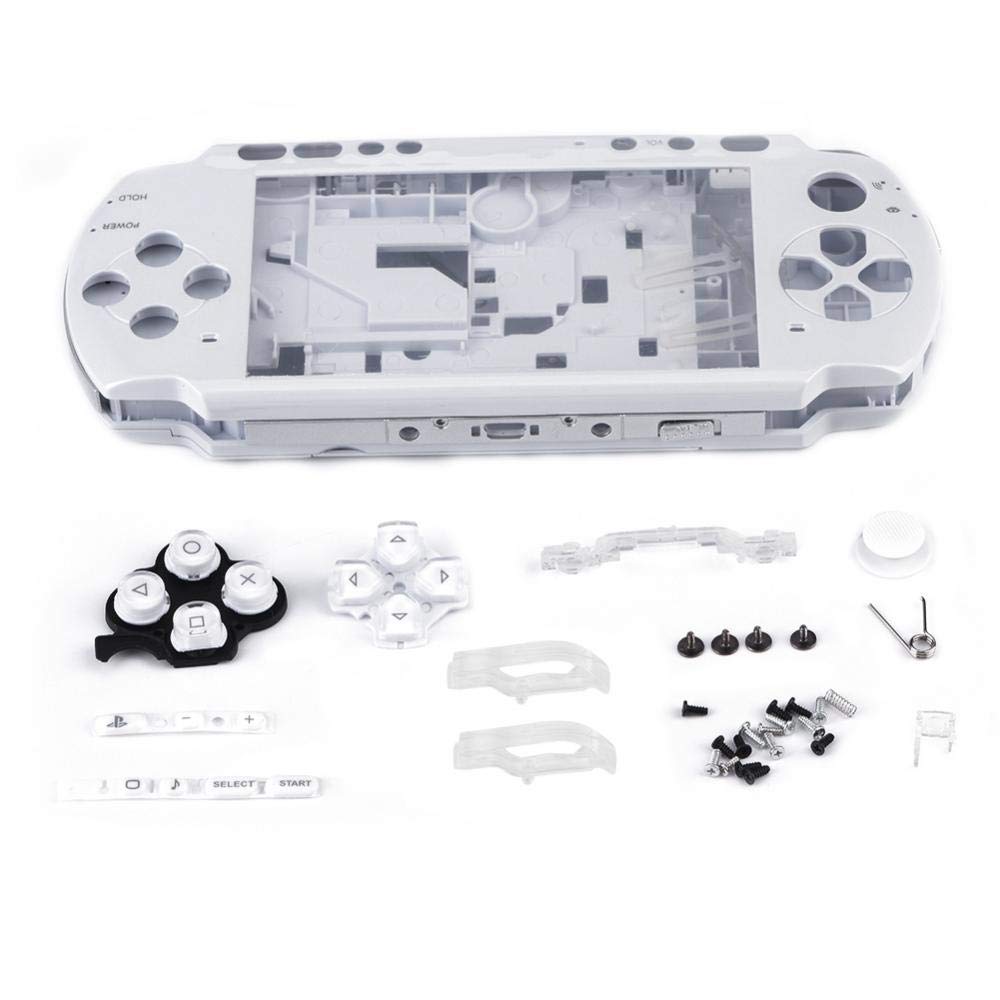 PSP 3000游戏机外壳全包替换壳白色 兼容PSP 3000主机保护壳 适用于游戏机维修与个性化改装