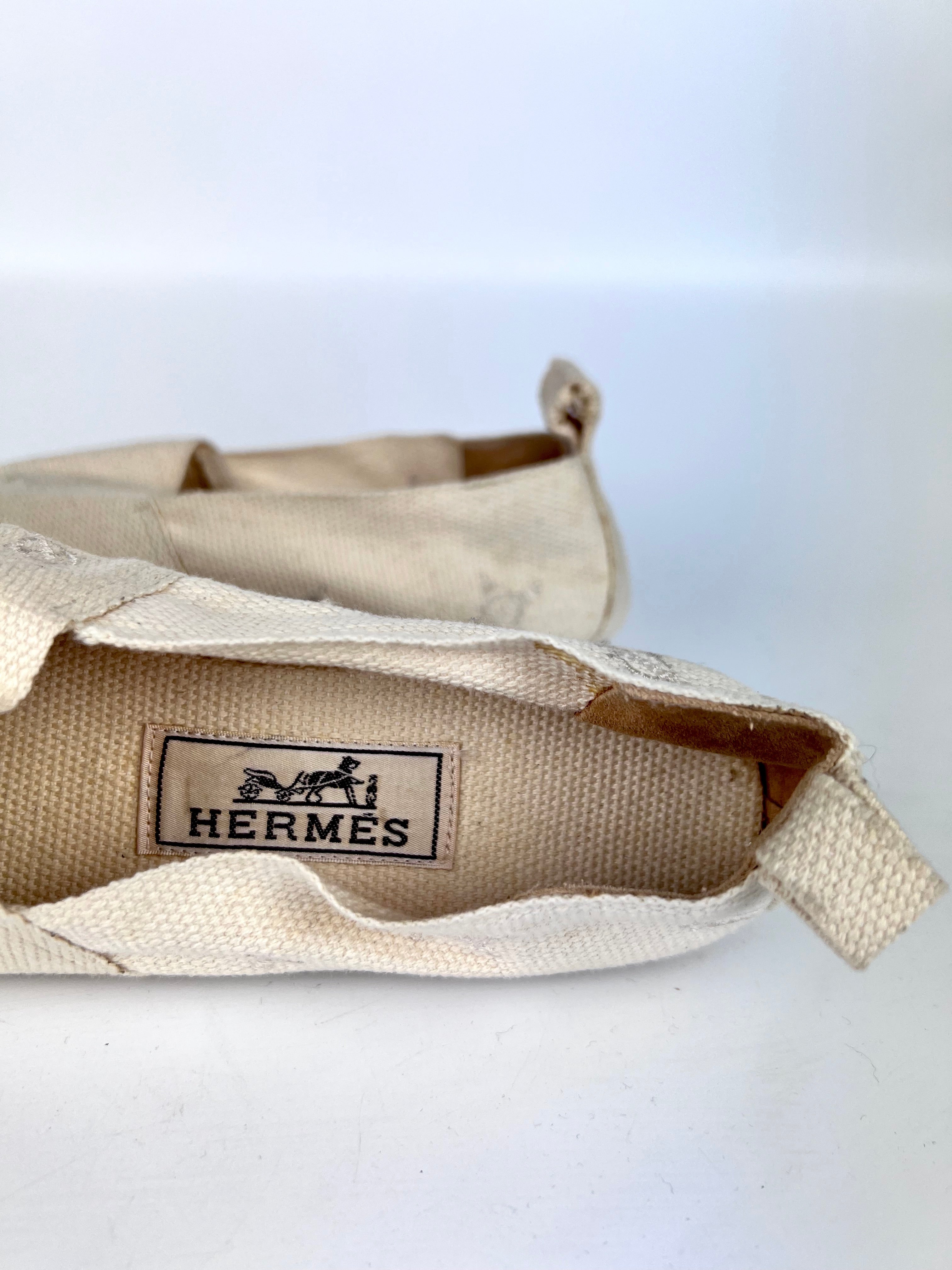 Hermès Canvas Espadrillas in Ivory - Size 36 | Comfortable Summer Sandals for Women | Perfect for Beach, Vacation & Casual Outfits
