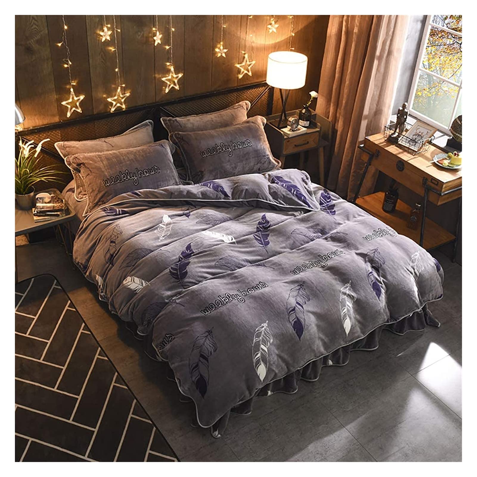 Premium Flannel Bedding Set - King & Double Size Soft Warm Wrinkle-Free Stain-Resistant Sheets, Duvet Cover & Pillowcases | Winter Bedding Collection for Cozy Nights & Guest Room Comfort