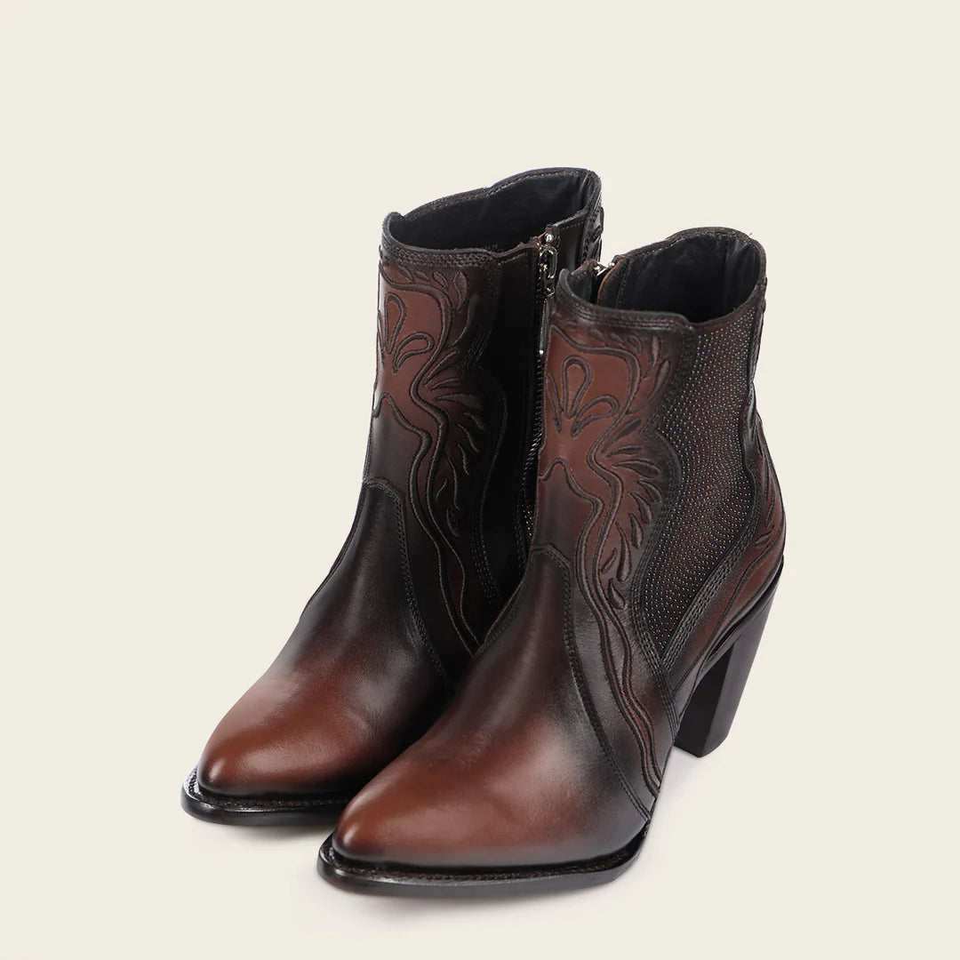 3F0QRS Women's Chocolate Cowhide Ankle Boots - Stylish & Comfortable for Casual Outings, Work & Date Nights