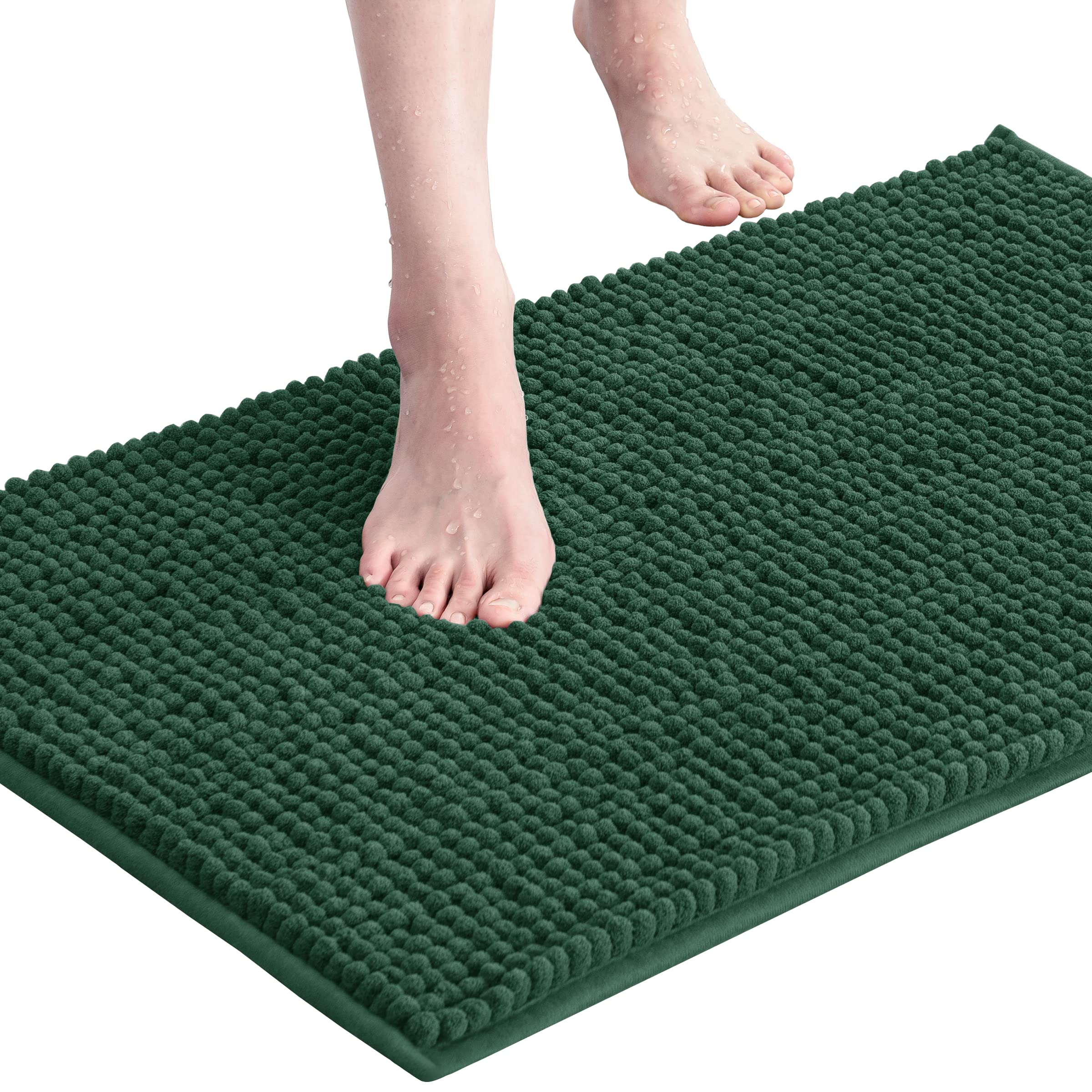 SUBRTEX Chenille Bathroom Rug - Ultra Soft Plush Bath Mat, Water Absorbent & Quick Dry Shower Mat, Machine Washable (Celadon, 20
