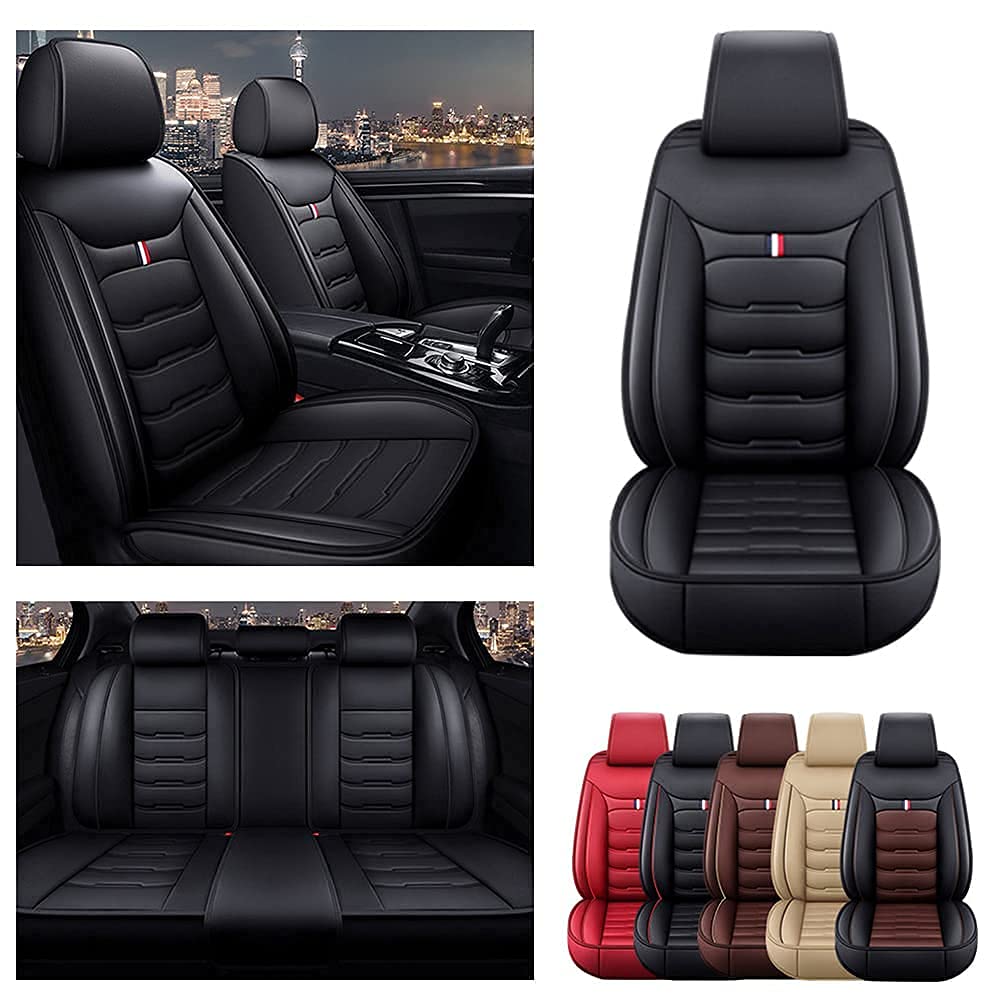 Premium Black PU Leather Seat Covers for Hyundai Santa Cruz - Front & Rear Set | Durable, Comfortable & Wear-Resistant | Perfect for Daily Commute, Road Trips & Pet Protection