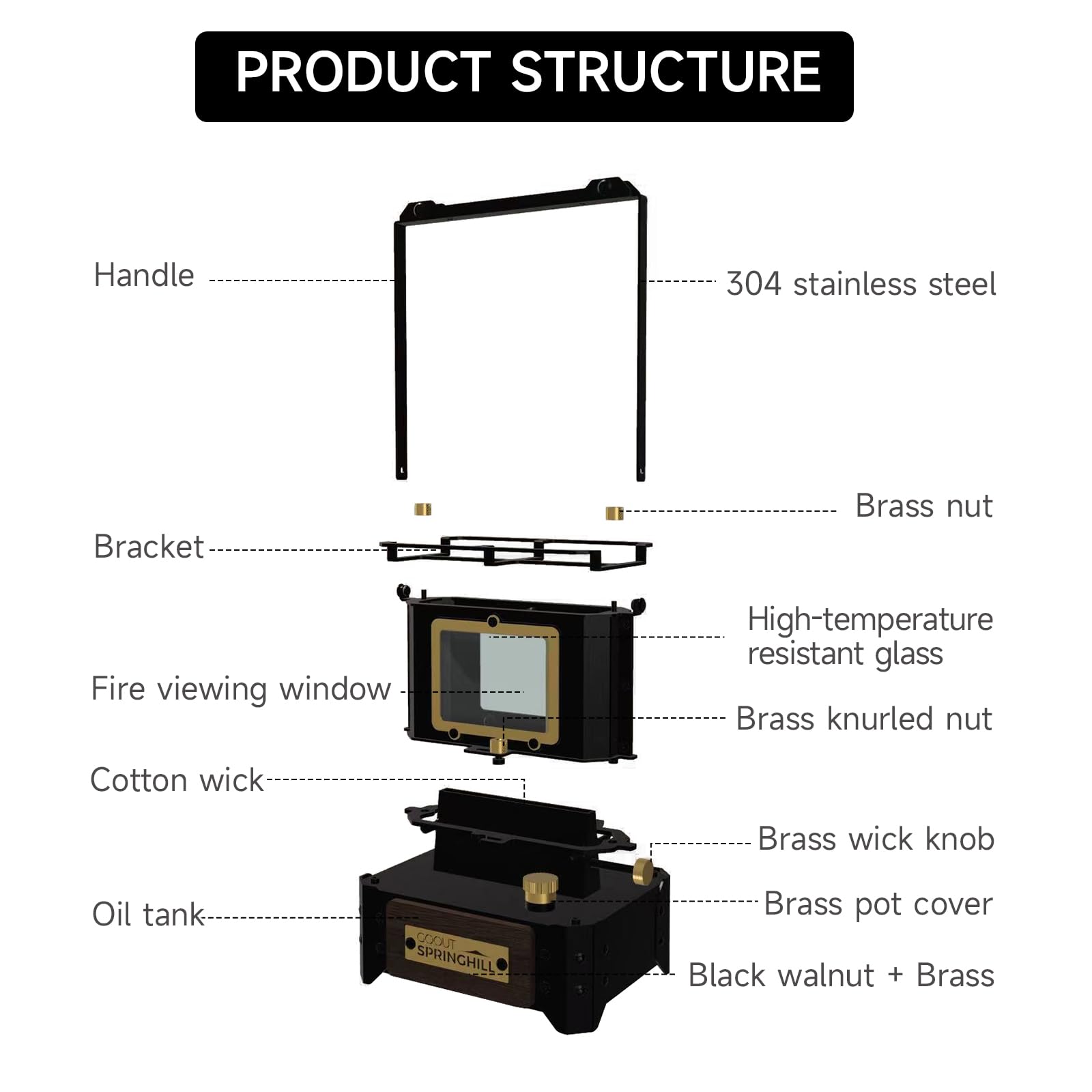 Portable Camping Stove & Oil Lamp - Compact 6.3x4.7x7.5 Inch Outdoor Cooking & Lighting Gear with Storage Bag (Black) - Perfect for Backpacking, Emergency Preparedness, and Campfire Cooking