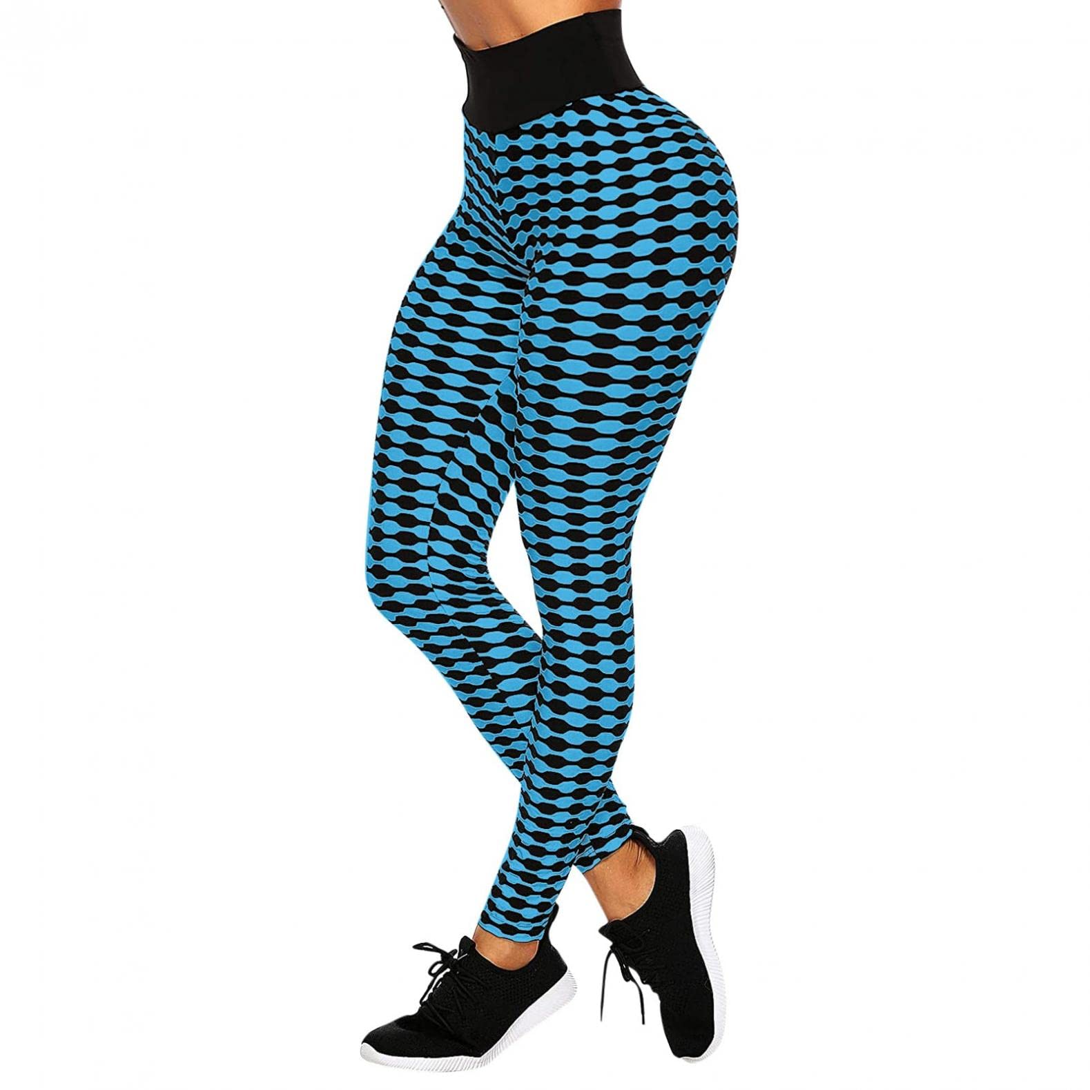 Women's High Waisted Leggings with Pockets - Jacquard Bubble Butt Lift Yoga Pants for Running, Workout & Tummy Control - Perfect for Gym, Lounge & Everyday Wear