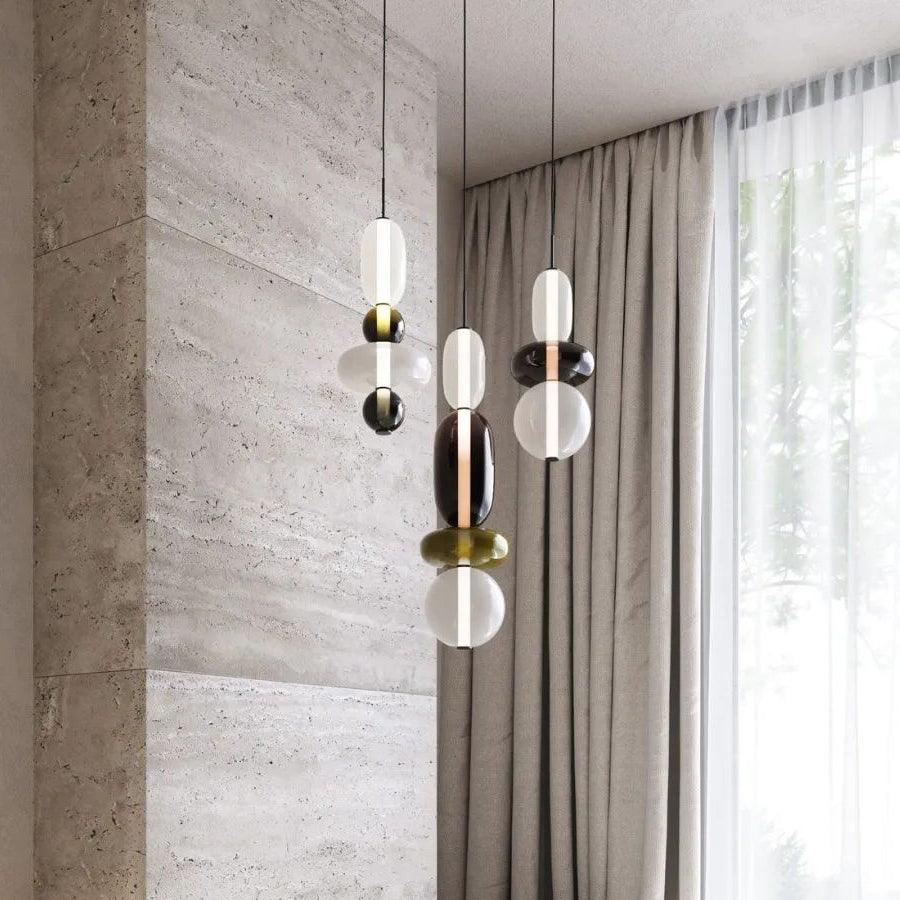 Stylish Candied Glass Pendant Light Set - Modern Hanging Fixture for Dining Room, Kitchen Island & Bedroom Decor