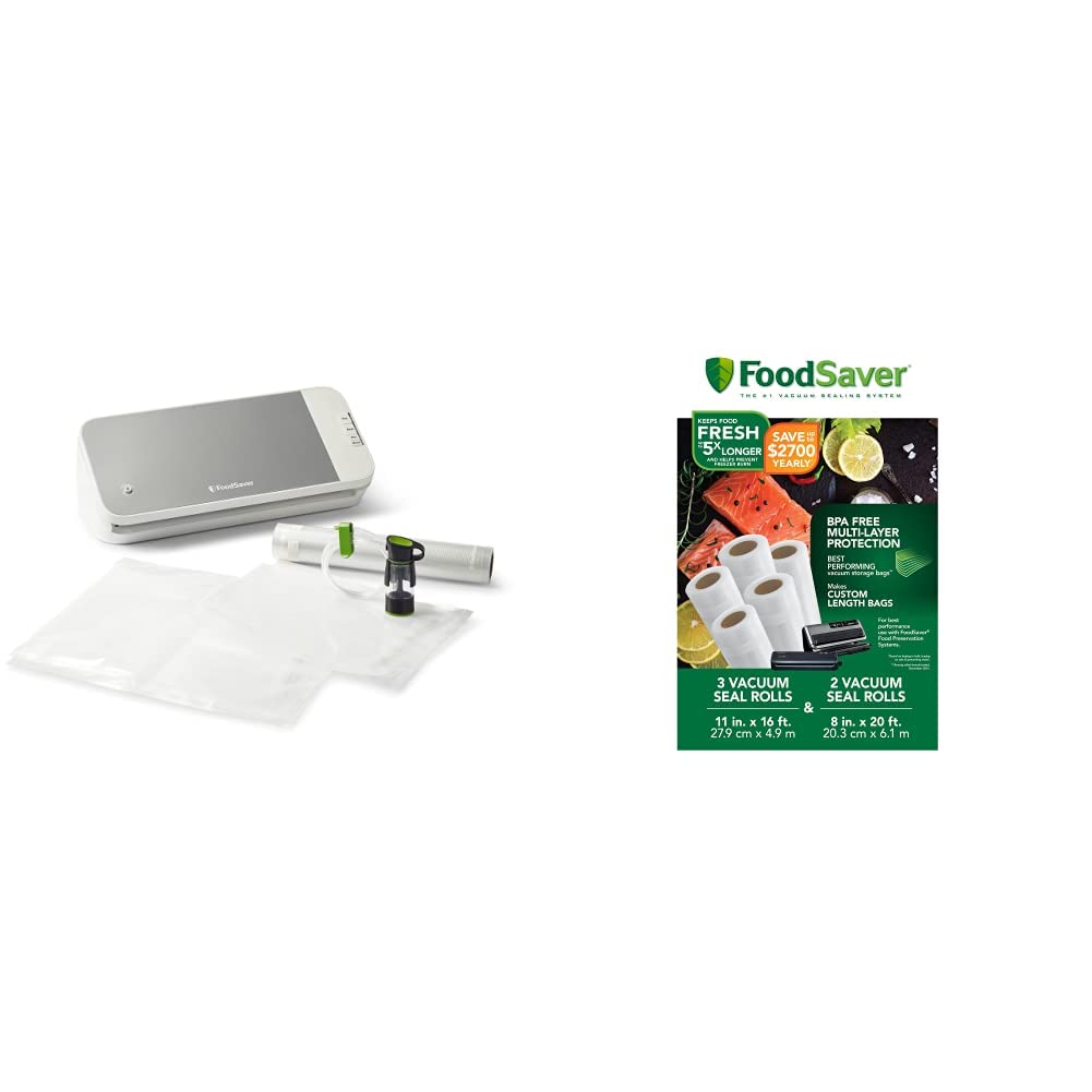 FoodSaver Vacuum Sealer Machine with Bags & Rolls - Airtight Food Storage System for Meal Prep, Sous Vide & Freezer Organization | Keep Food Fresh Longer