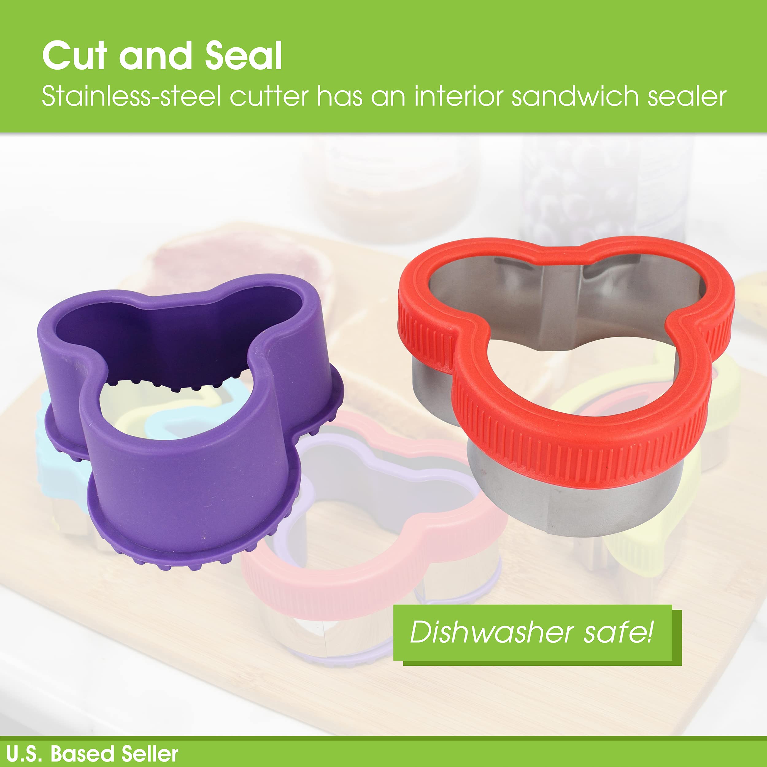 7-Piece Crustless Sandwich Cutter and Sealer Set - Fun Shaped Bread Cutters & Sandwich Crimpers for Bento Boxes, School Lunches & Kids Snacks | 24-Piece Kitchen Tool Kit for Easy Meal Prep