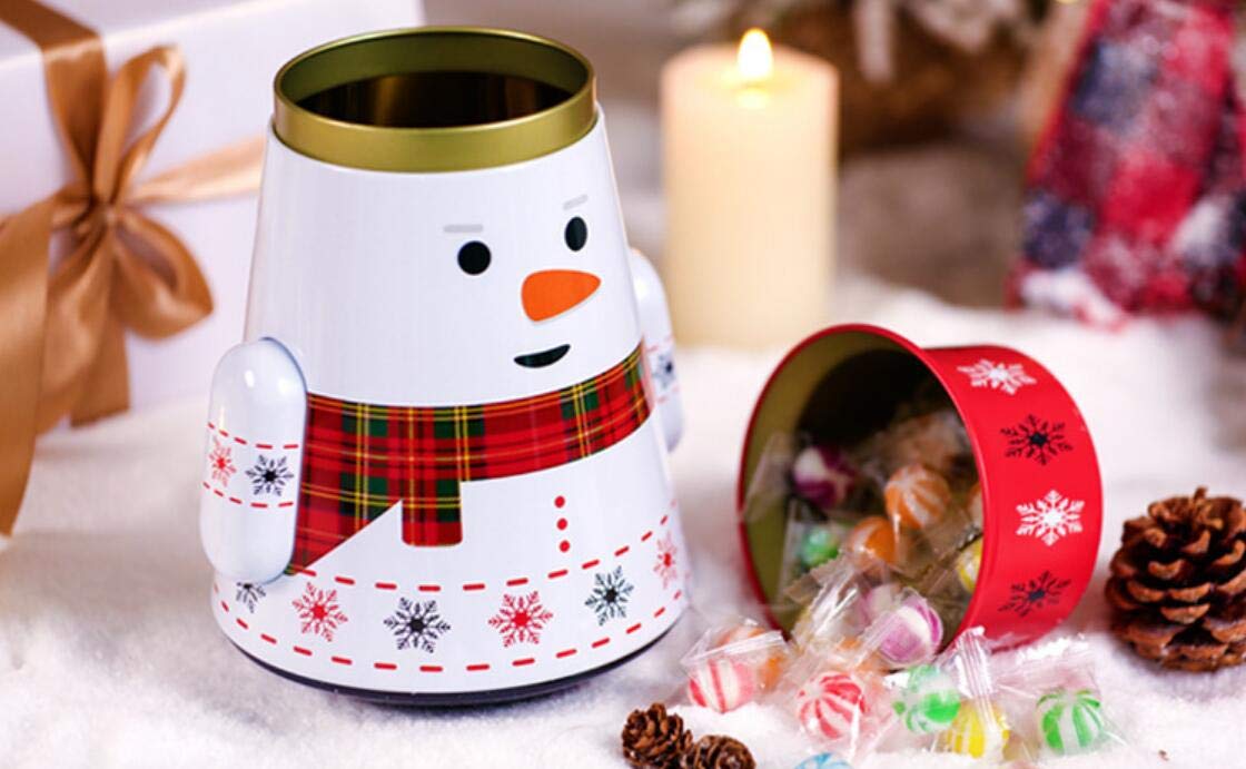 Snowman-Shaped Christmas Cookie Jars with Lids - Empty Food Storage Tins for Cookies, Candy & Chocolate Coins | Holiday Gift Giving & Festive Treat Storage
