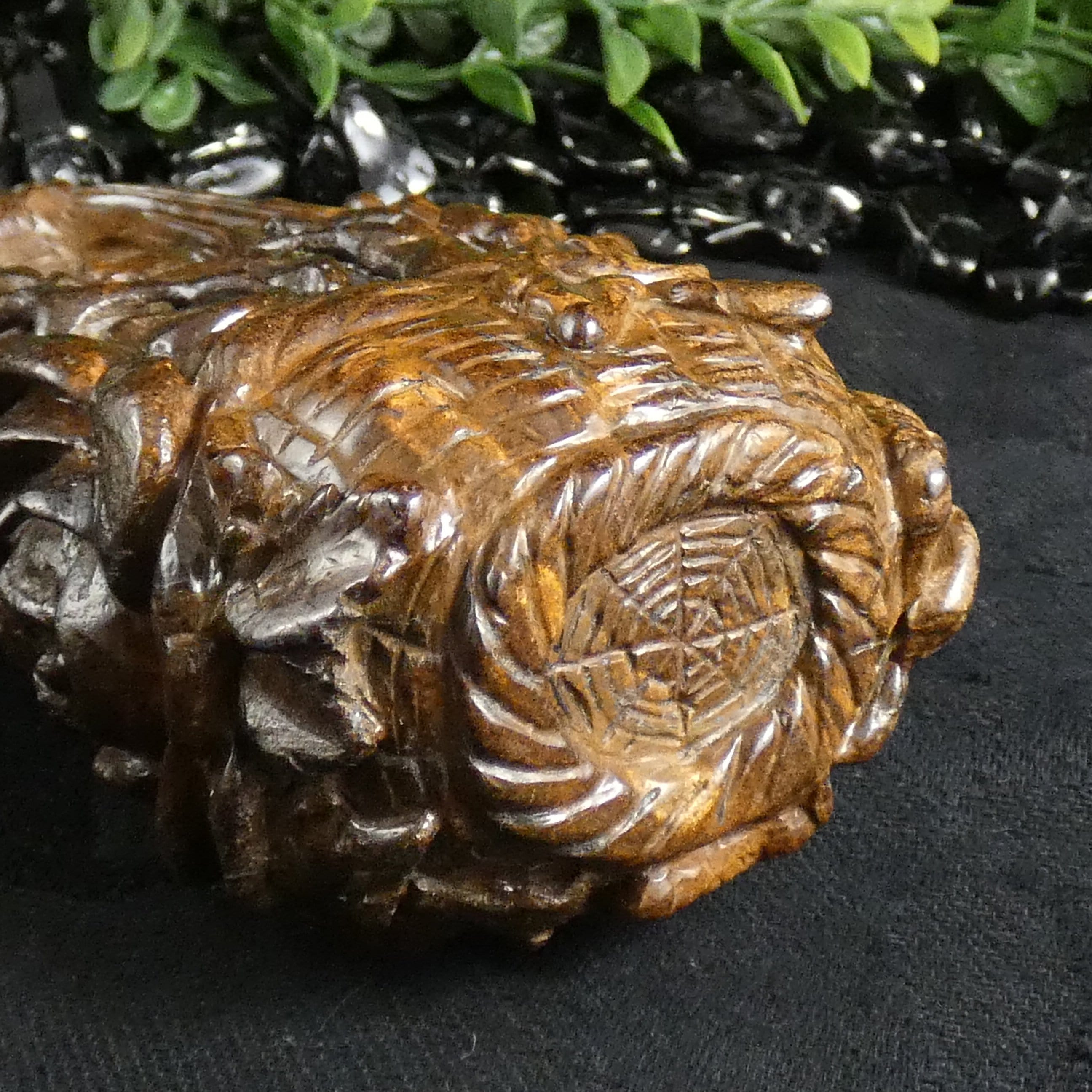 Natural Boulder Opal Bird & Flower Basket Carving - Handcrafted Gemstone Art for Home Decor & Gift Giving | Perfect for Display, Collection & Spiritual Healing