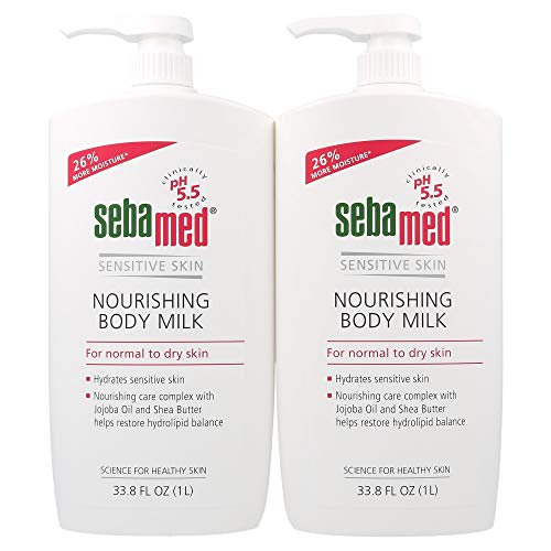 SEBAMED Hydrating Body Milk - Fast Absorbing, Non-Greasy Moisturizer with Shea Butter & Jojoba Oil | Dermatologist Recommended | 1 Liter (Pack of 2) | Perfect for Dry Skin Care & Daily Hydration