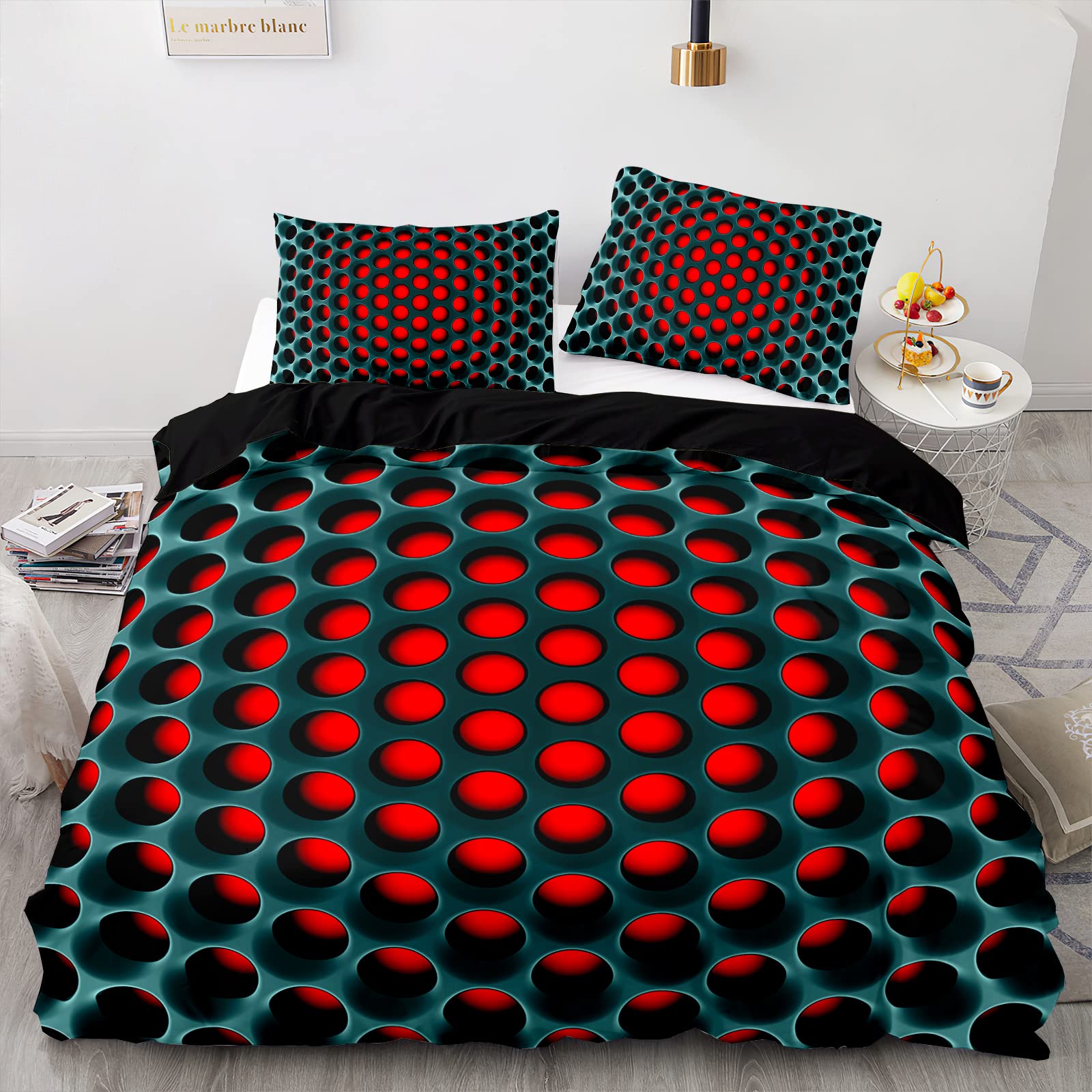 HAVOP 3D Duvet Cover Set for Boys - Queen Size Bedding with Dense Hole Print | All-Season Soft Microfiber Duvet Cover & Pillowcases (3-Piece Set) | Perfect for Kids' Rooms, Teen Bedrooms & Dorm Decor
